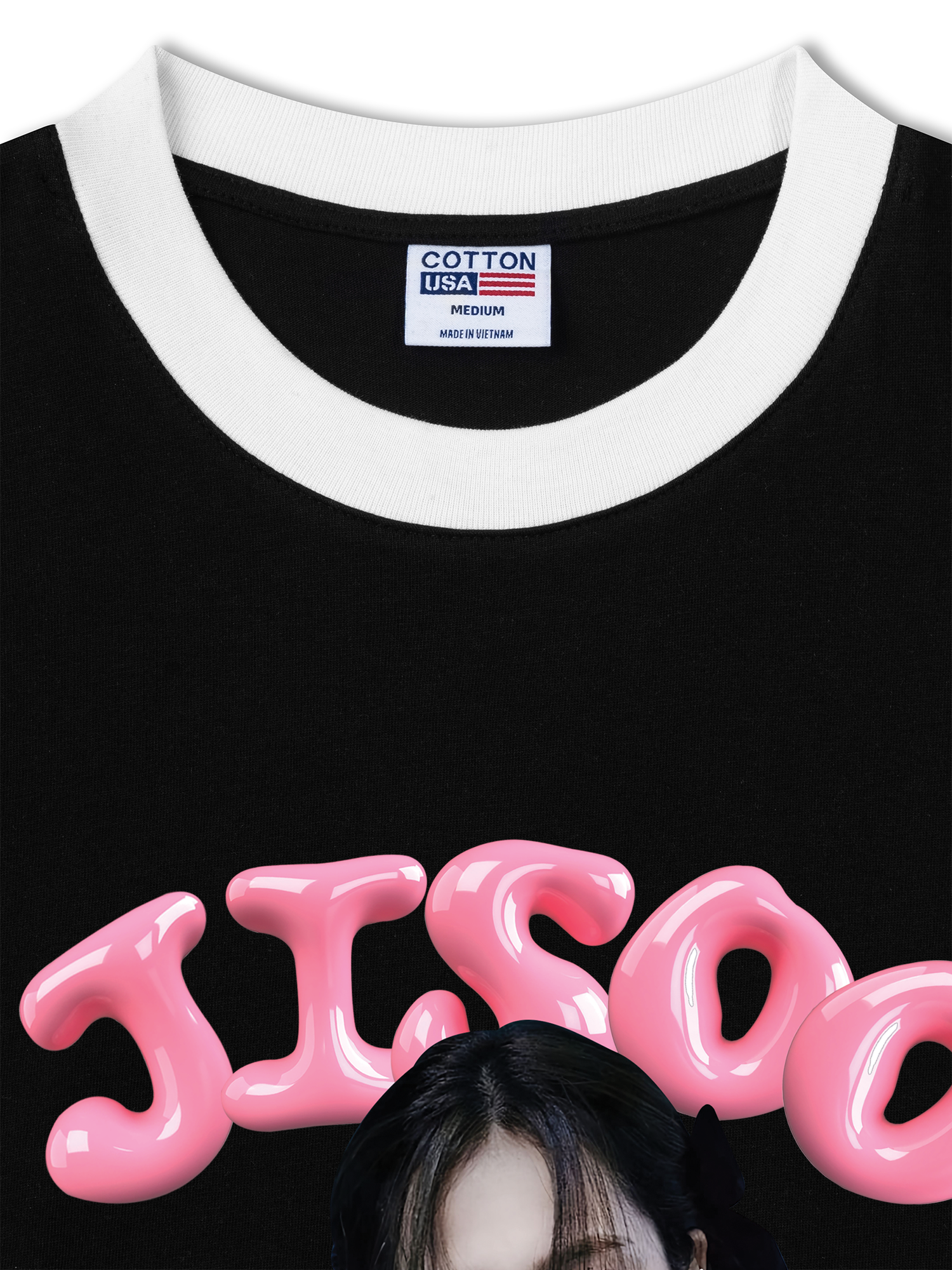 Áo Thun Ringer Relaxed Fit Black Pink Jisoo