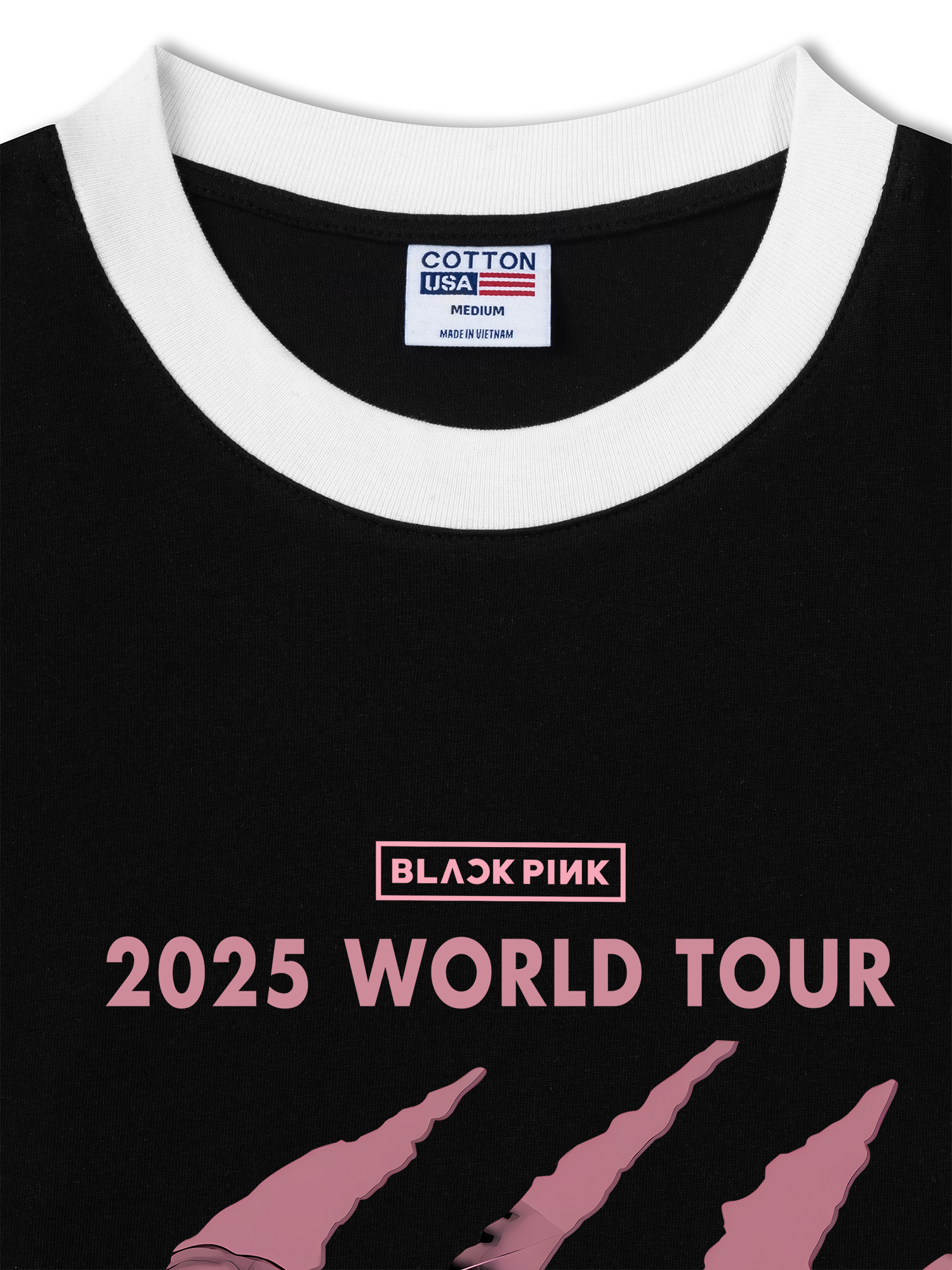 Áo Thun Ringer Relaxed Fit Black Pink 2025 World Tour