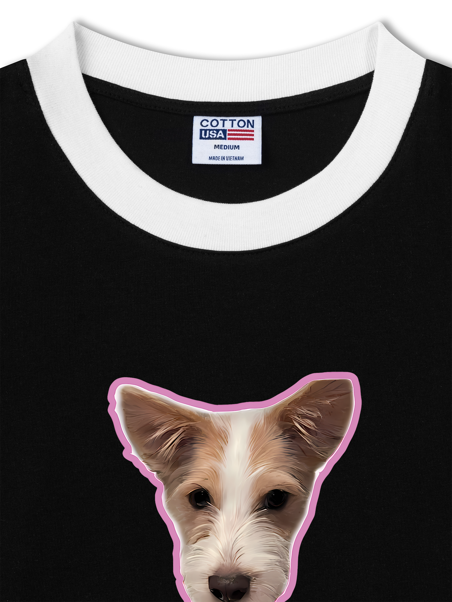 Áo Thun Ringer Relaxed Fit Black Pink Love Hank