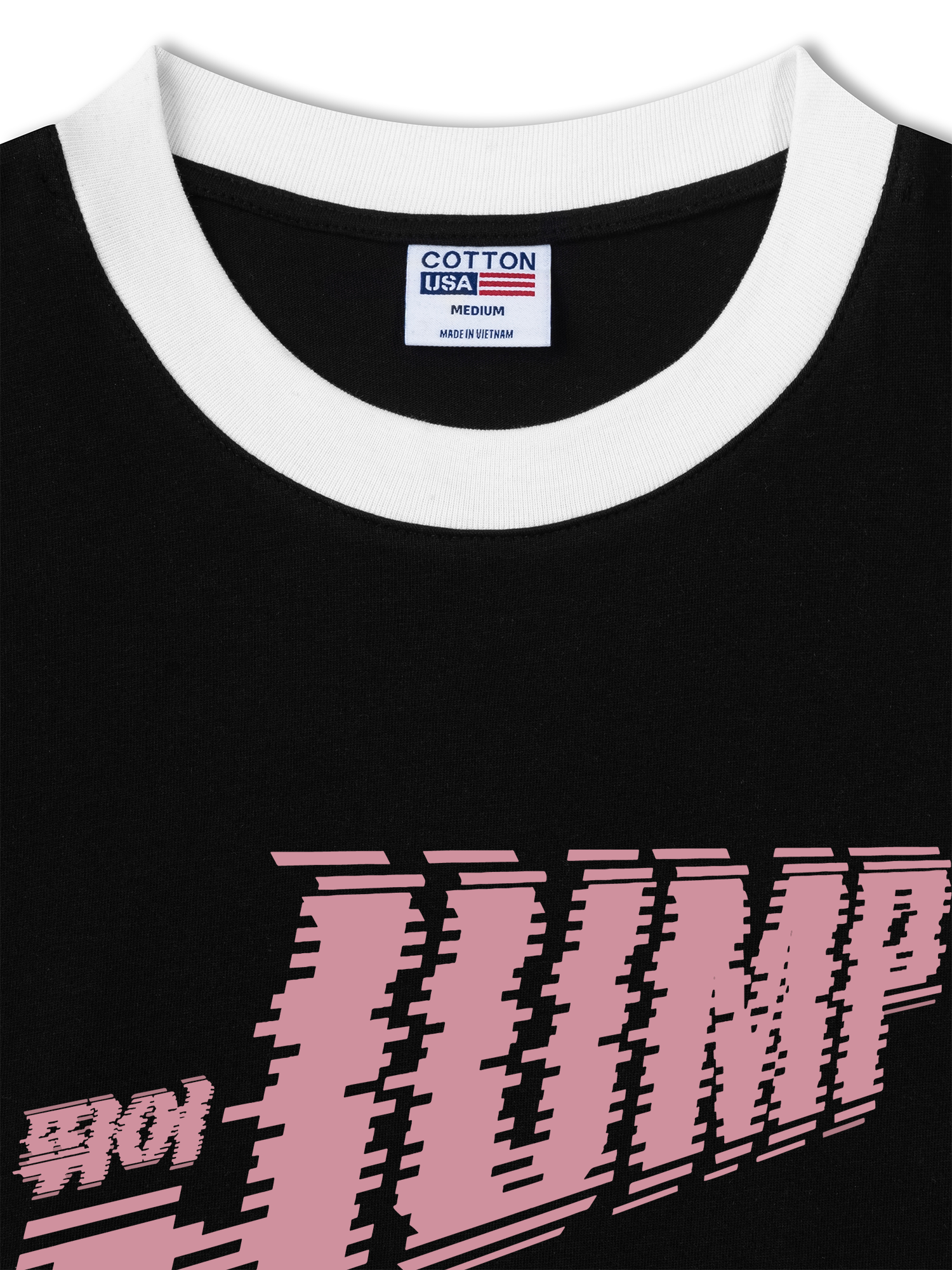 Áo Thun Ringer Relaxed Fit Black Pink Jump