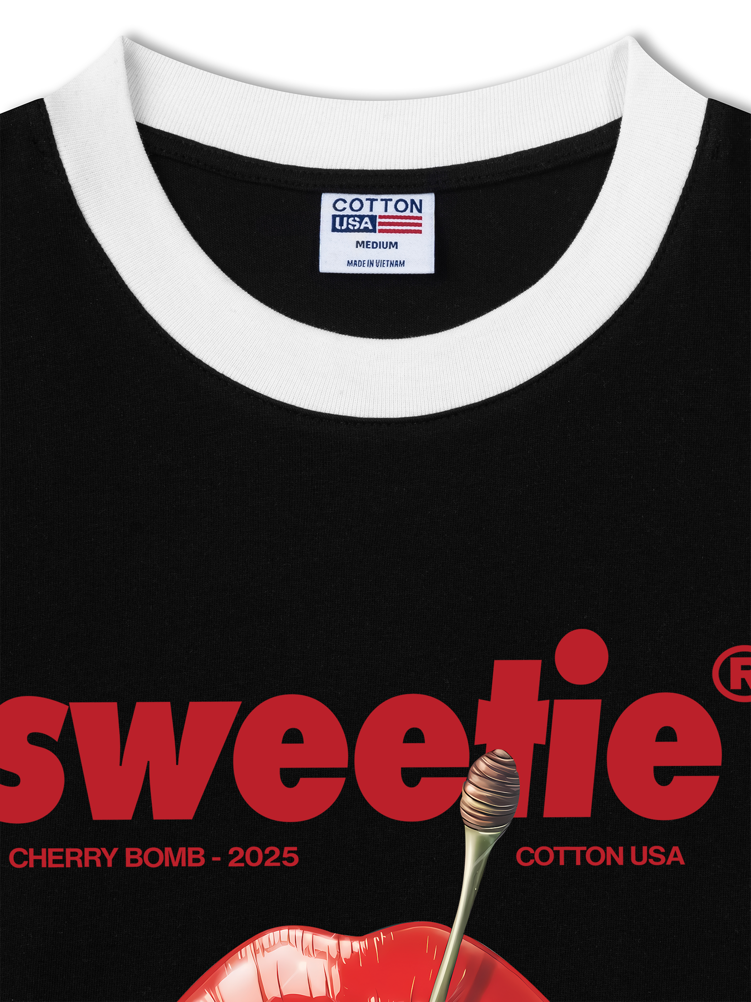 Áo Thun Ringer Relaxed Fit Cherry Sweetie Lip