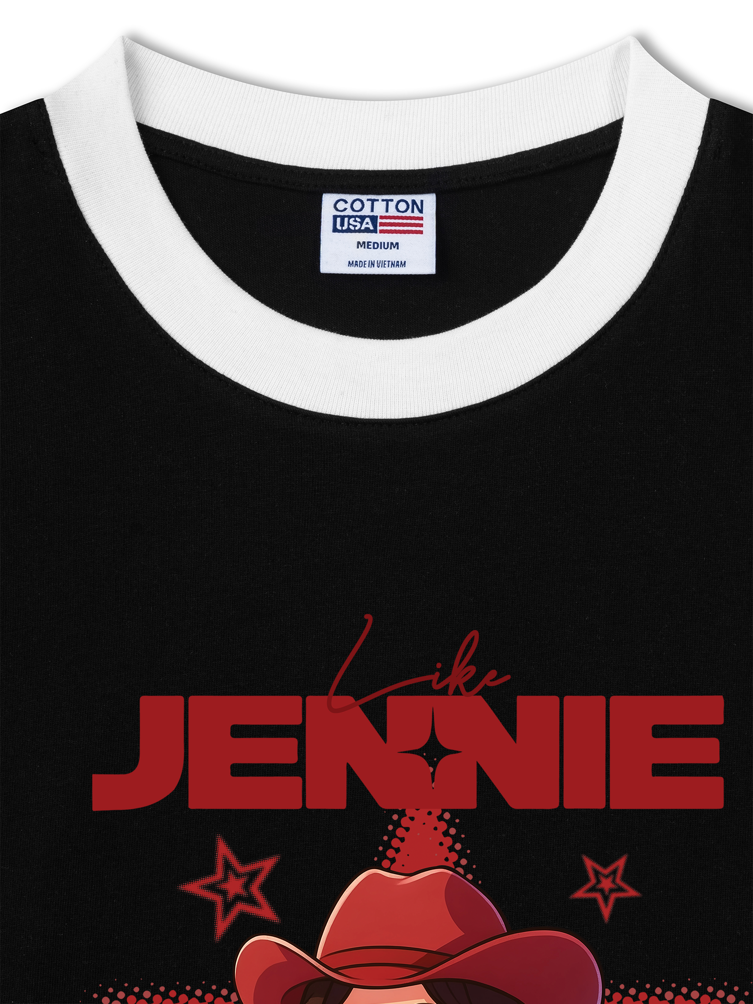 Áo Thun Ringer Relaxed Fit Black Pink Like Jenie