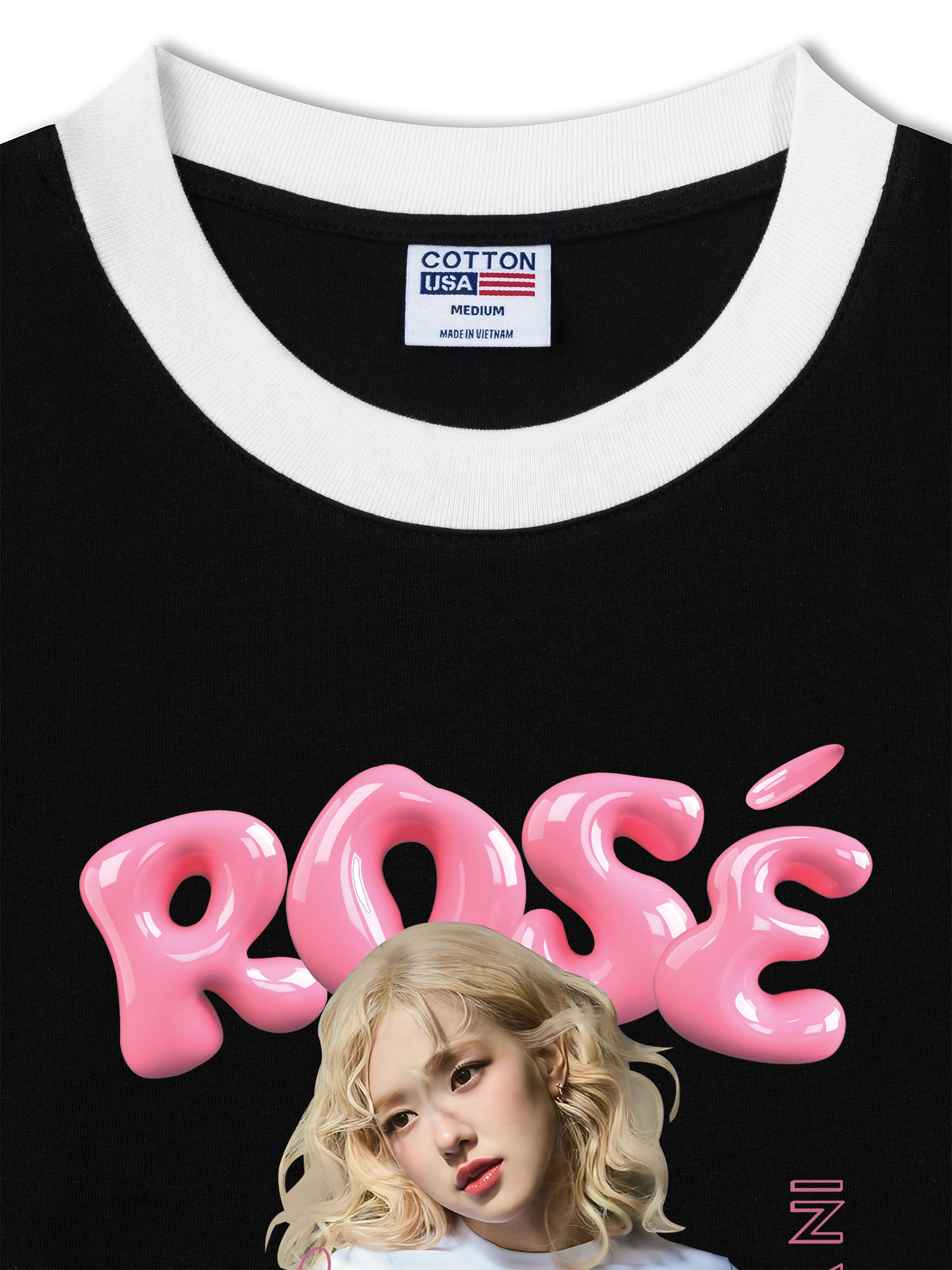 Áo Thun Ringer Relaxed Fit Black Pink Rose