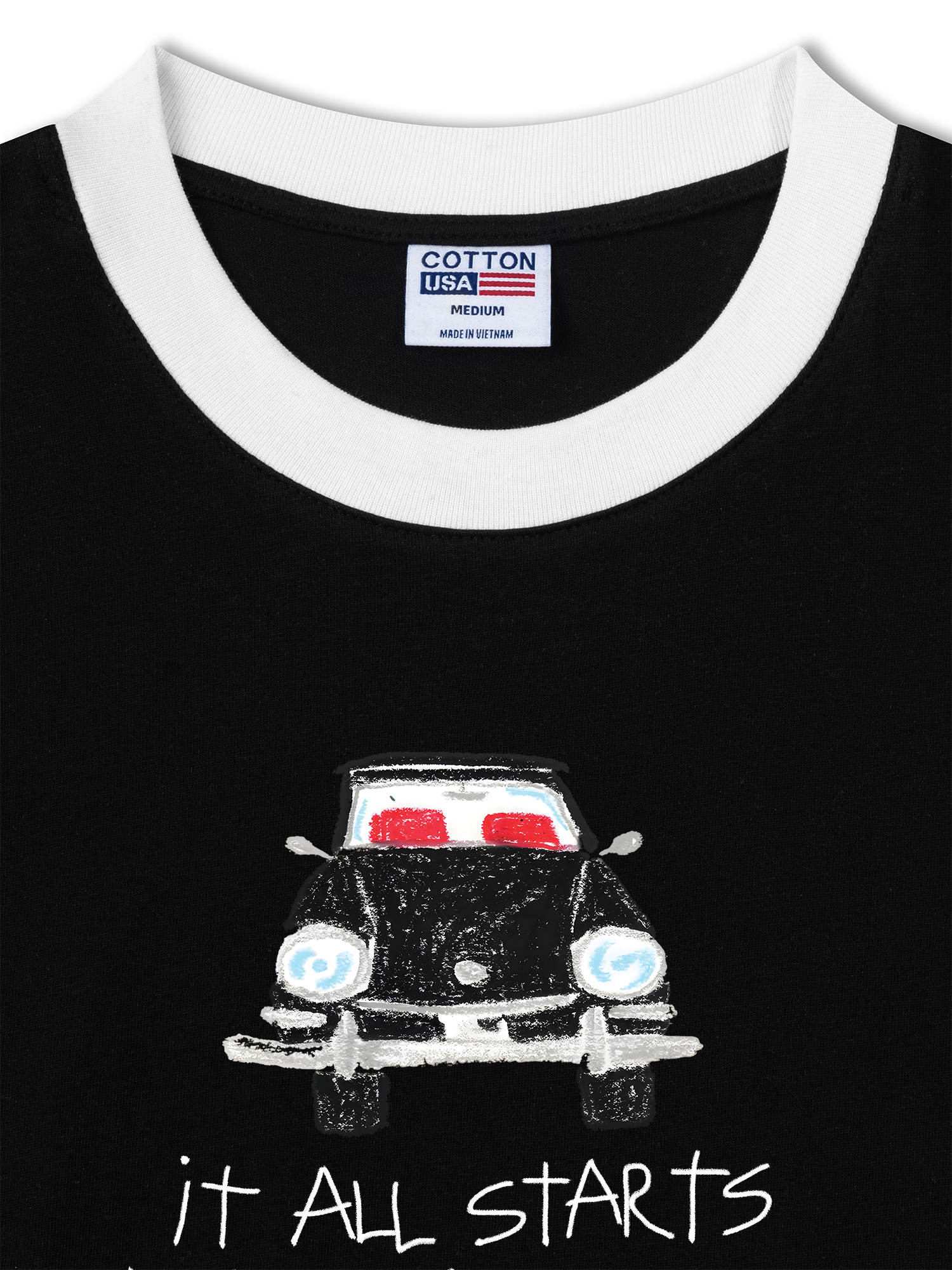 Áo Thun Ringer Relaxed Fit Classic Car Dream Crayon