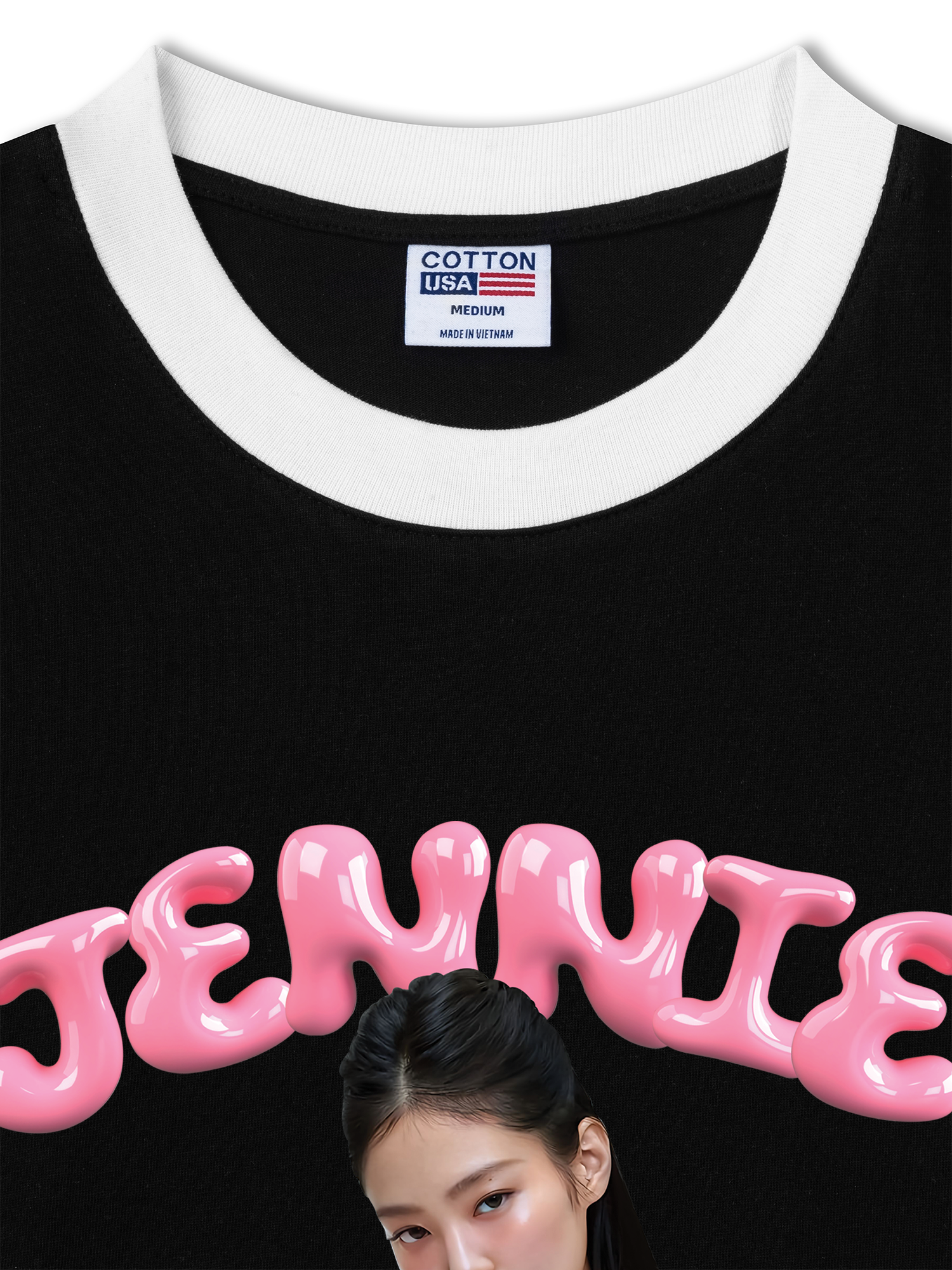 Áo Thun Ringer Relaxed Fit Black Pink Jennie In Your Area