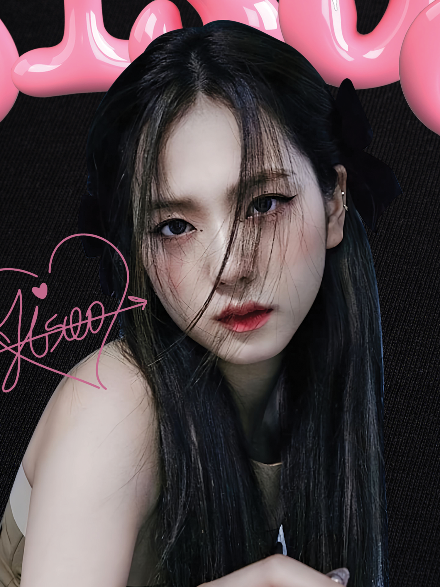 Áo Thun Ringer Relaxed Fit Black Pink Jisoo