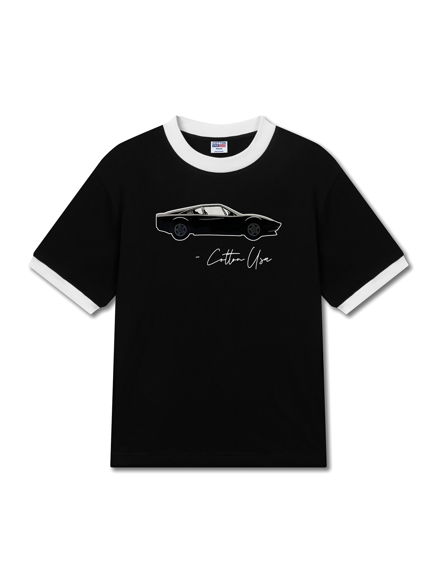 Áo Thun Ringer Relaxed Fit Classic Classic Car Black