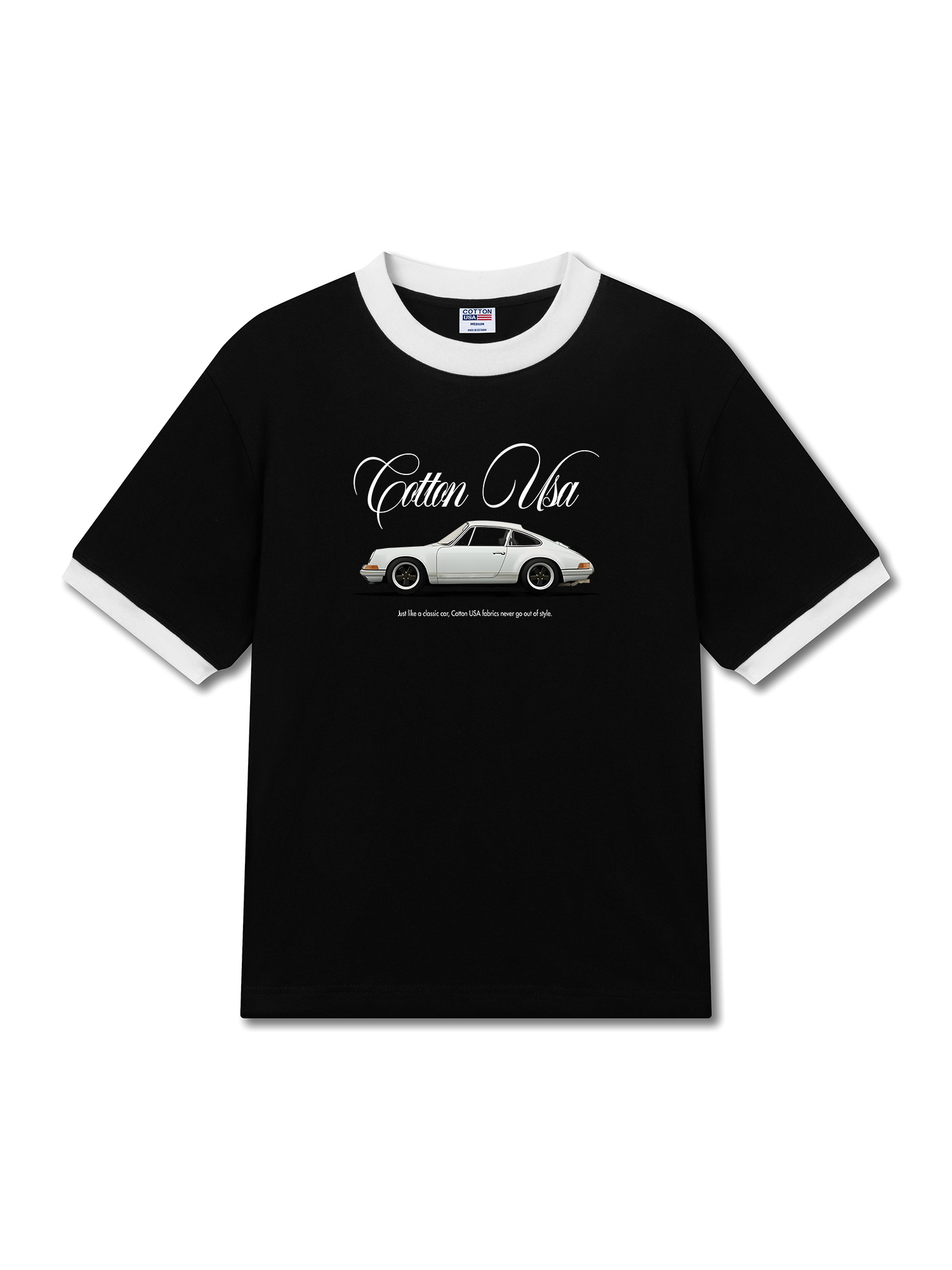 Áo Thun Ringer Relaxed Fit Classic Car White
