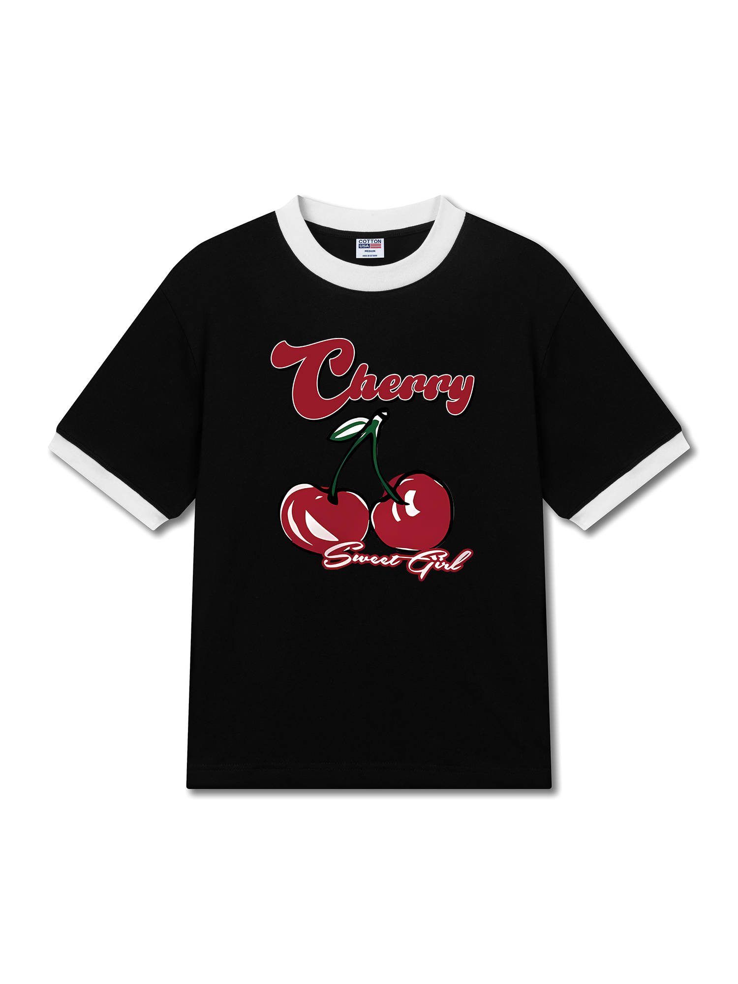 Áo Thun Ringer Relaxed Fit Cherry Sweet Girl