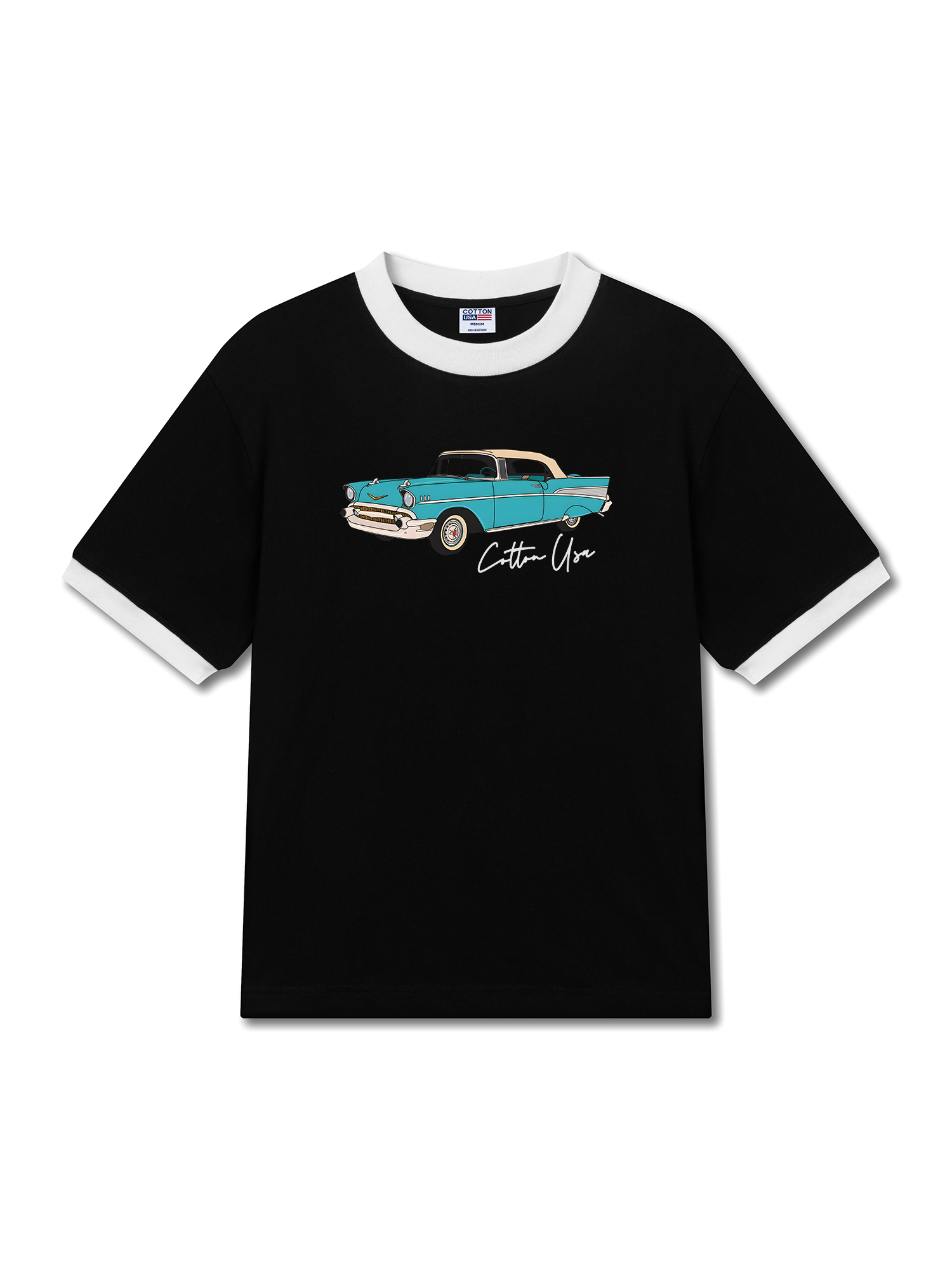 Áo Thun Ringer Relaxed Fit Classic Car Blue