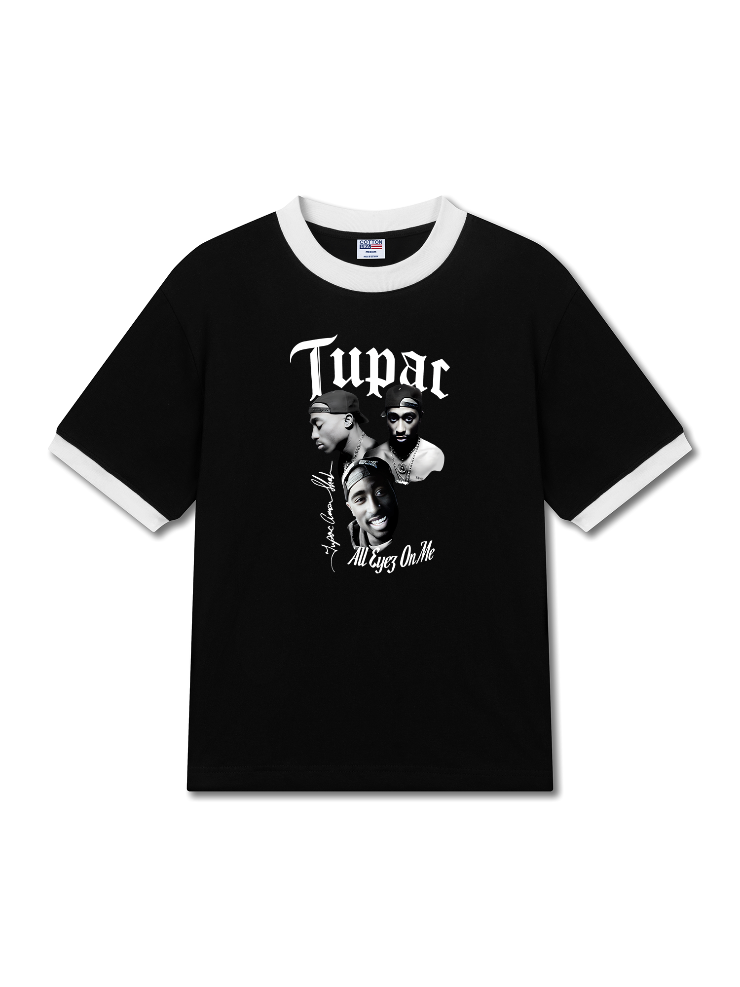 Áo Thun Ringer Relaxed Fit Rapper Tuppac All Eyes OIn Me