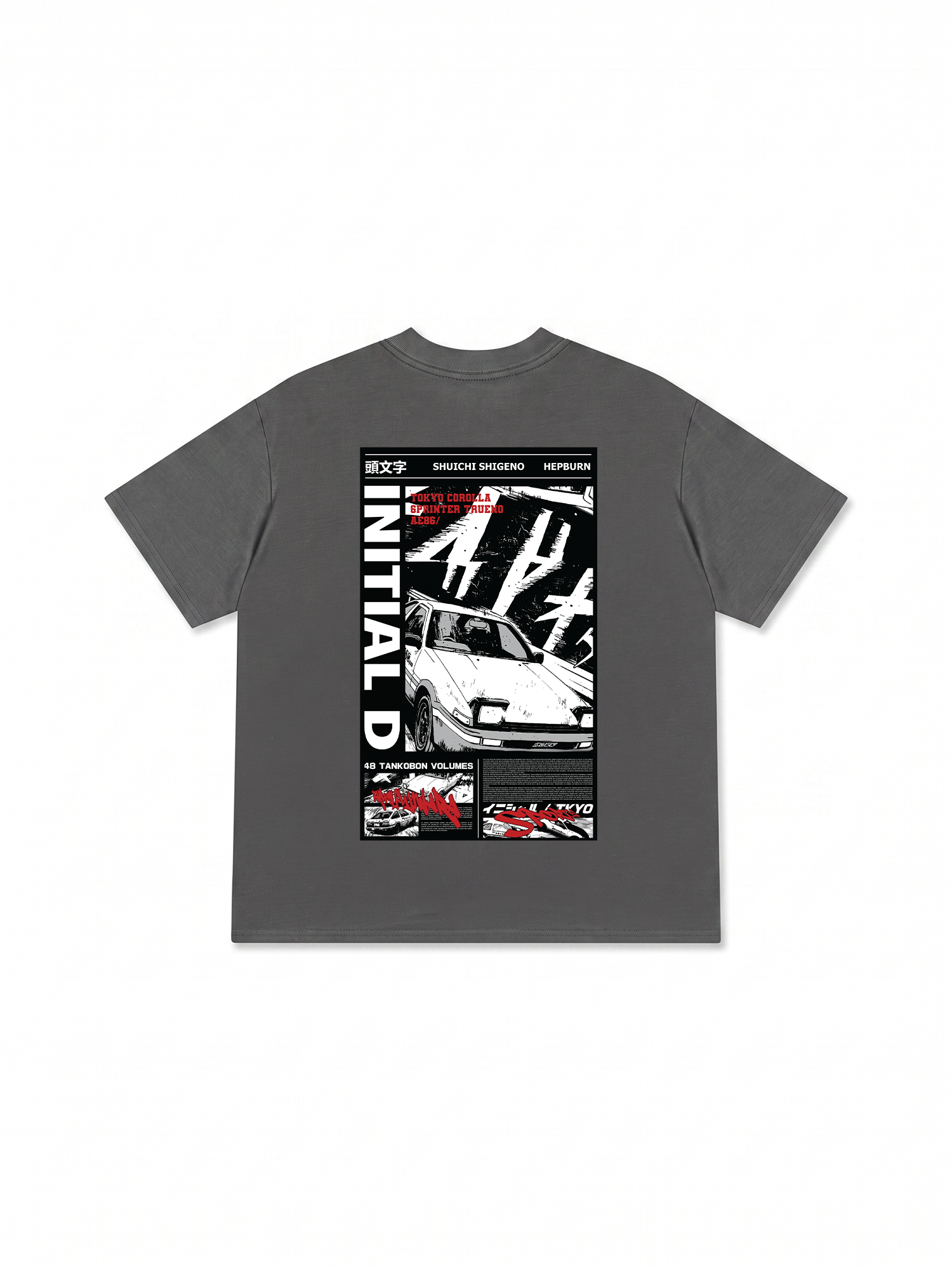 Áo Thun Relaxed Fit JDM Car Initial D Manga Panel