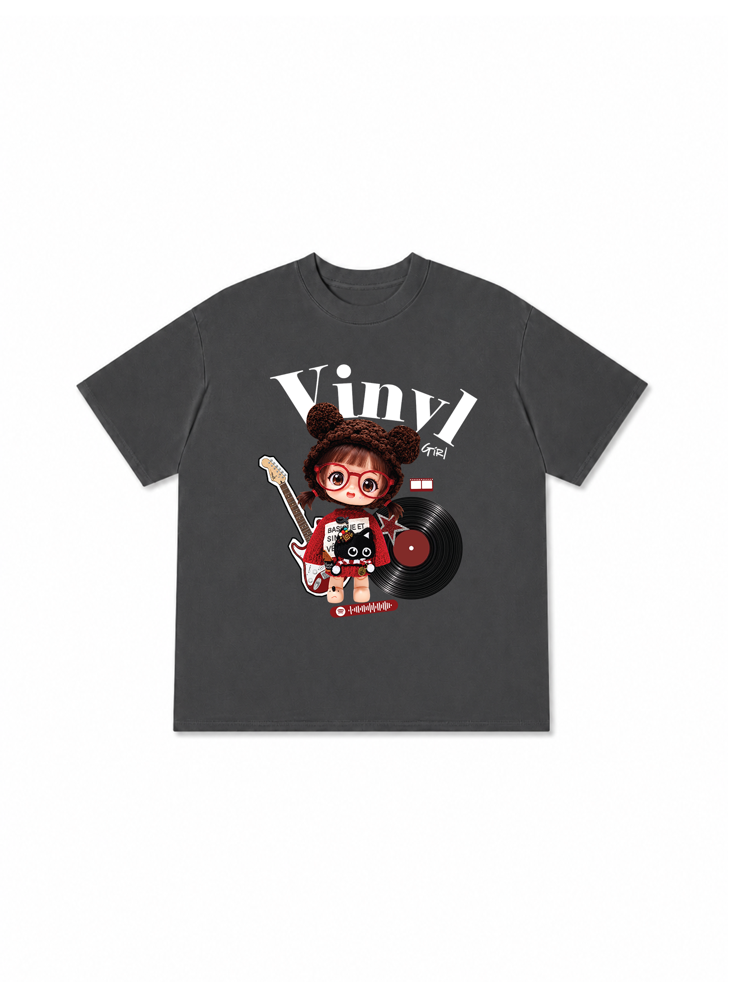 Áo Thun Relaxed Fit Cute Gang Vinyl Girl