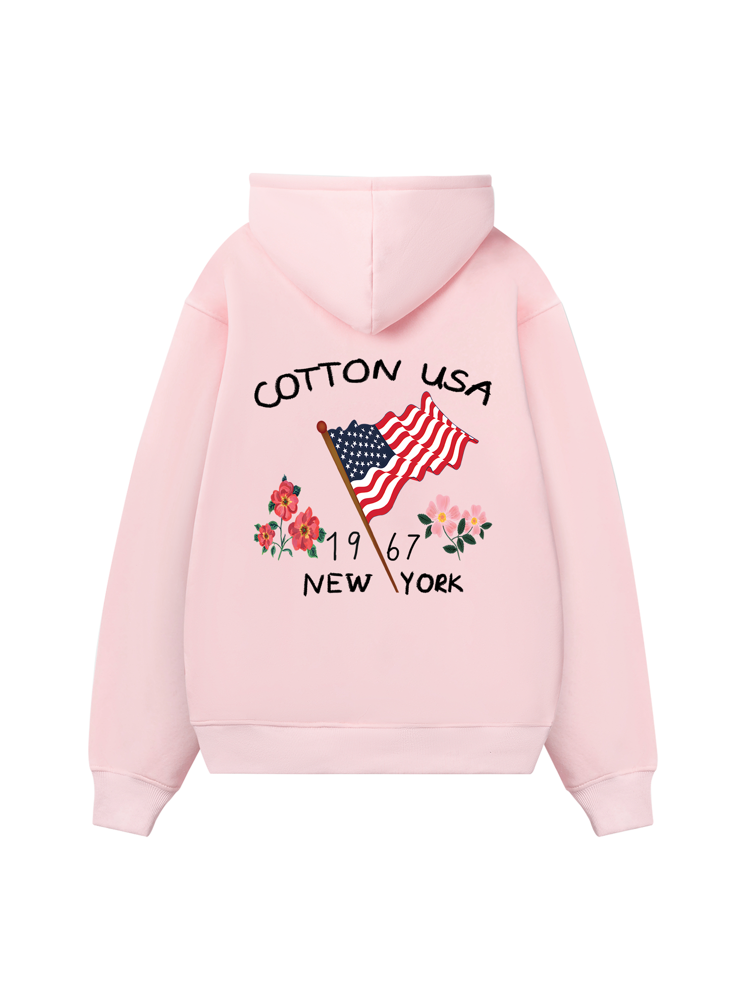 USA Floral Cotton Usa Hoodie
