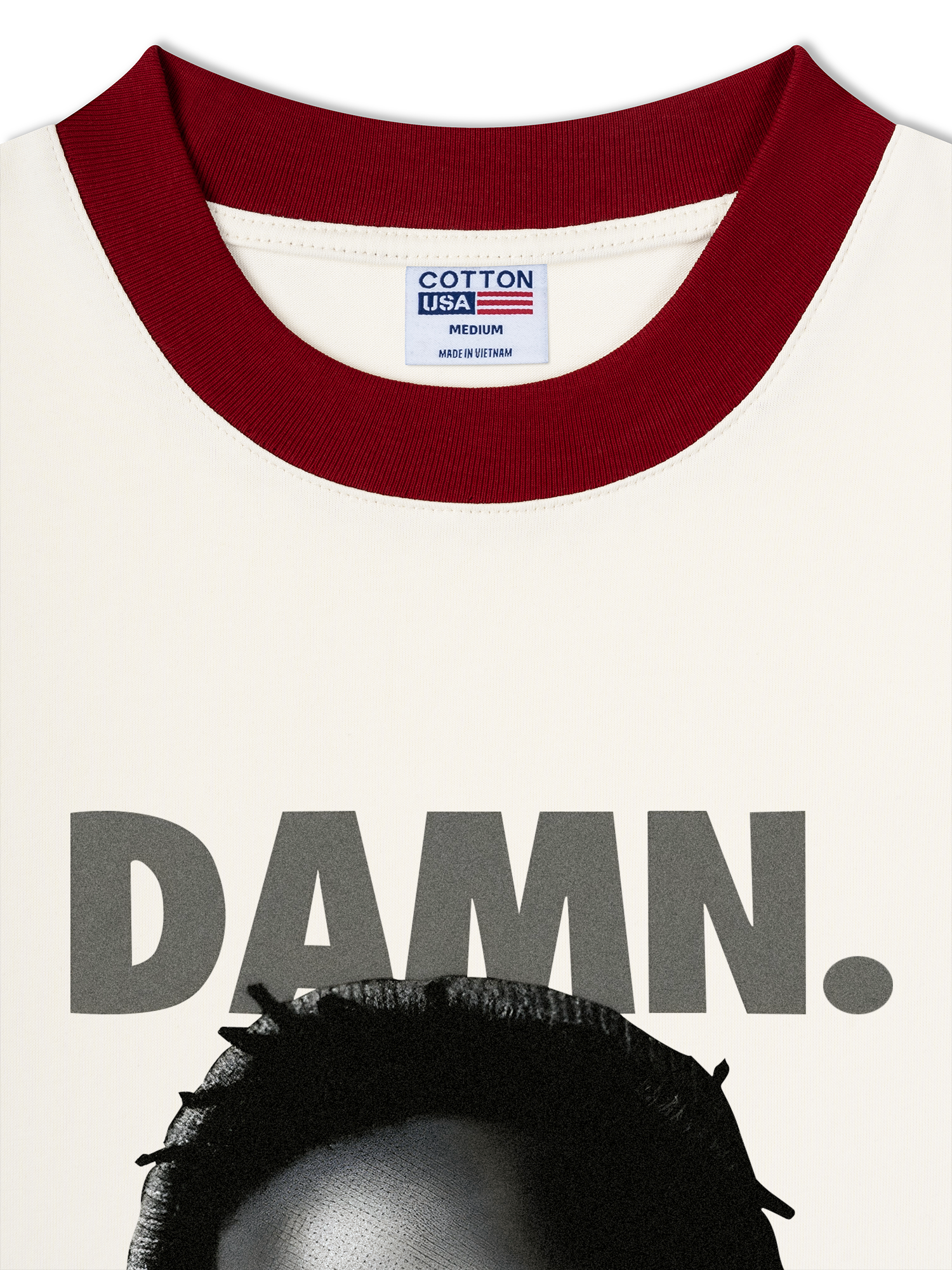 Áo Thun Ringer Relaxed Fit Rapper Damn Black And White Graphic