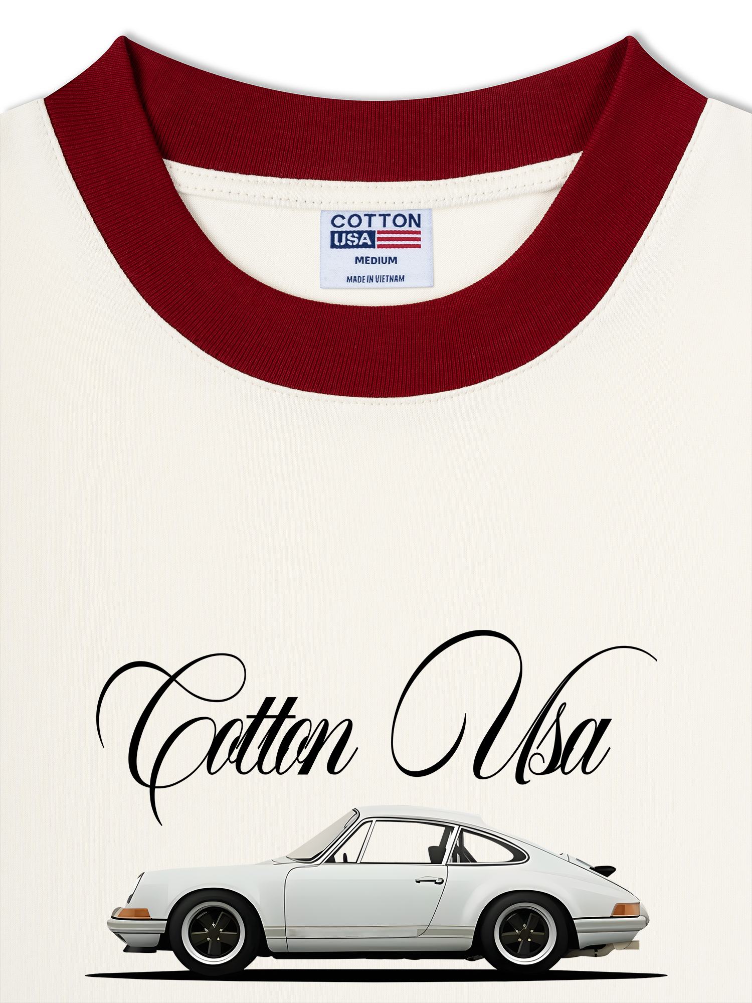 Áo Thun Ringer Relaxed Fit Classic Car White