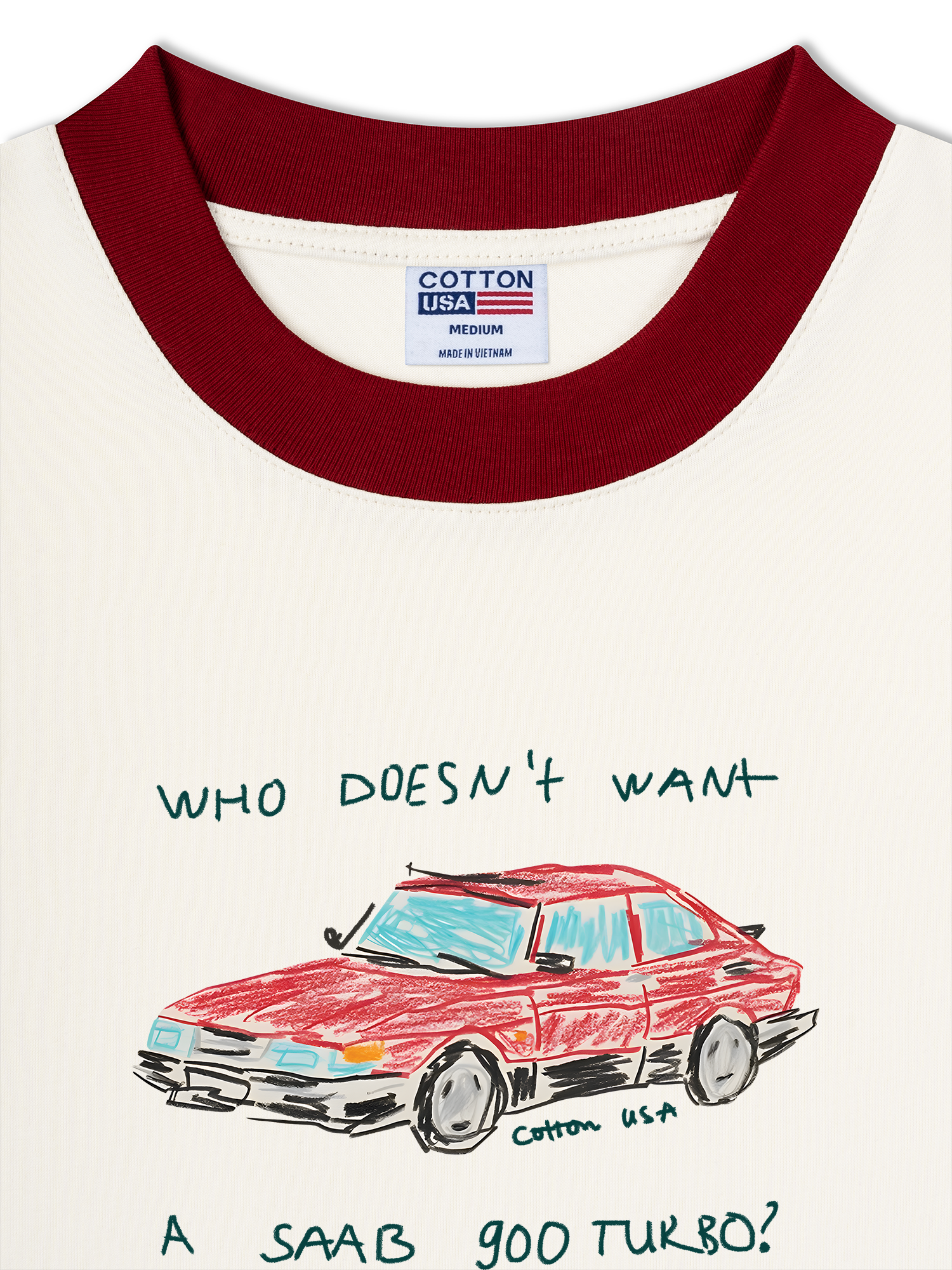 Áo Thun Ringer Relaxed Fit Classic Car Crayon Car