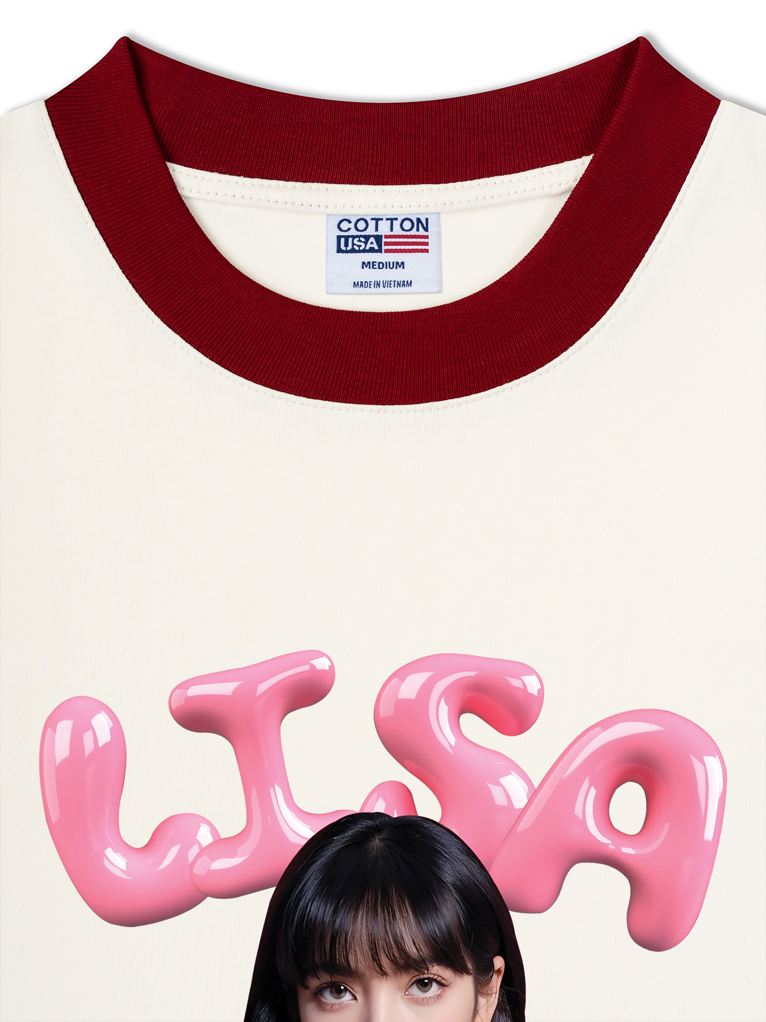 Áo Thun Ringer Relaxed Fit Black Pink Lisa