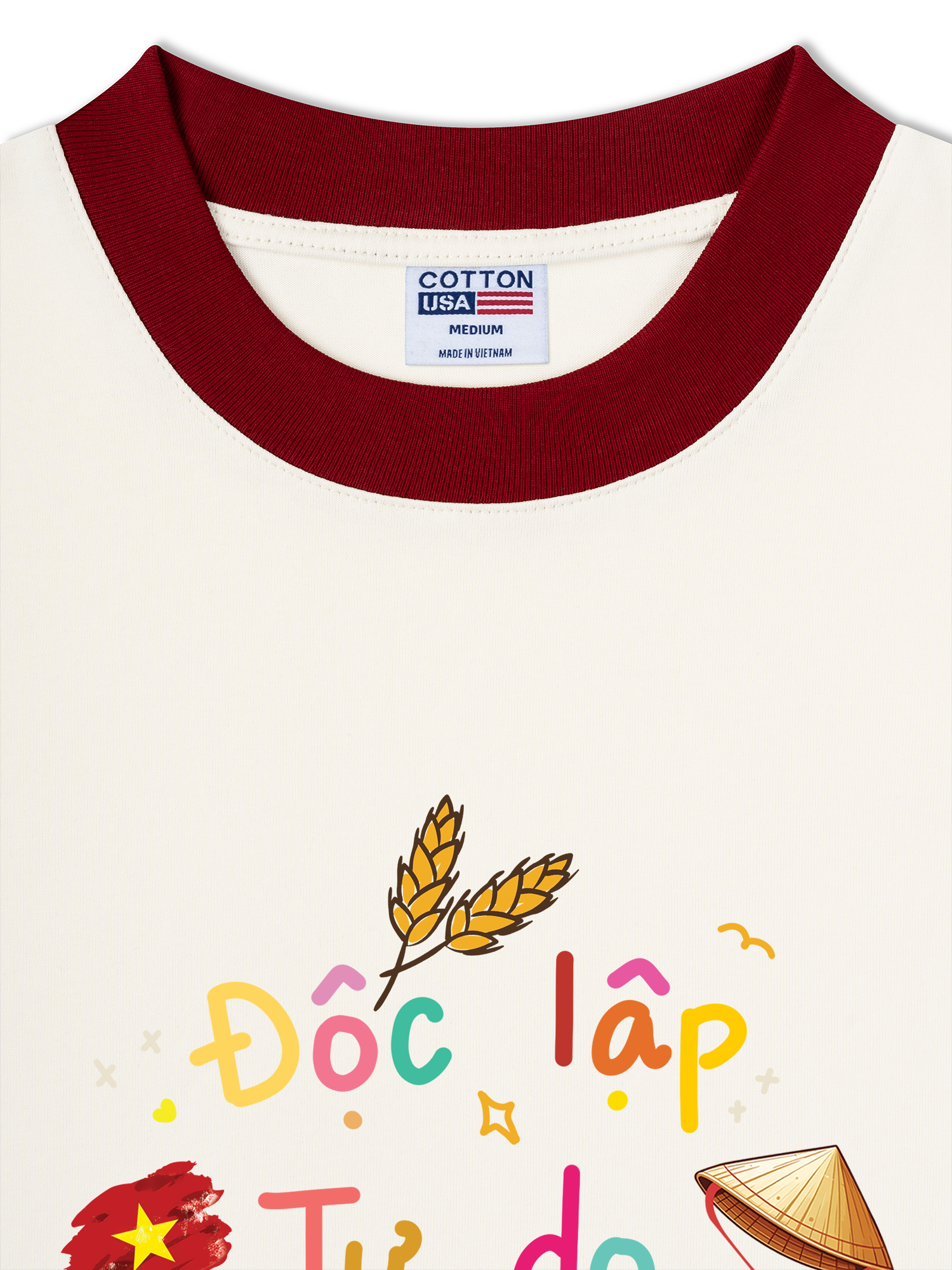 Áo Thun Ringer Relaxed Fit Độc Lập - Tự Do - Hạnh Phúc