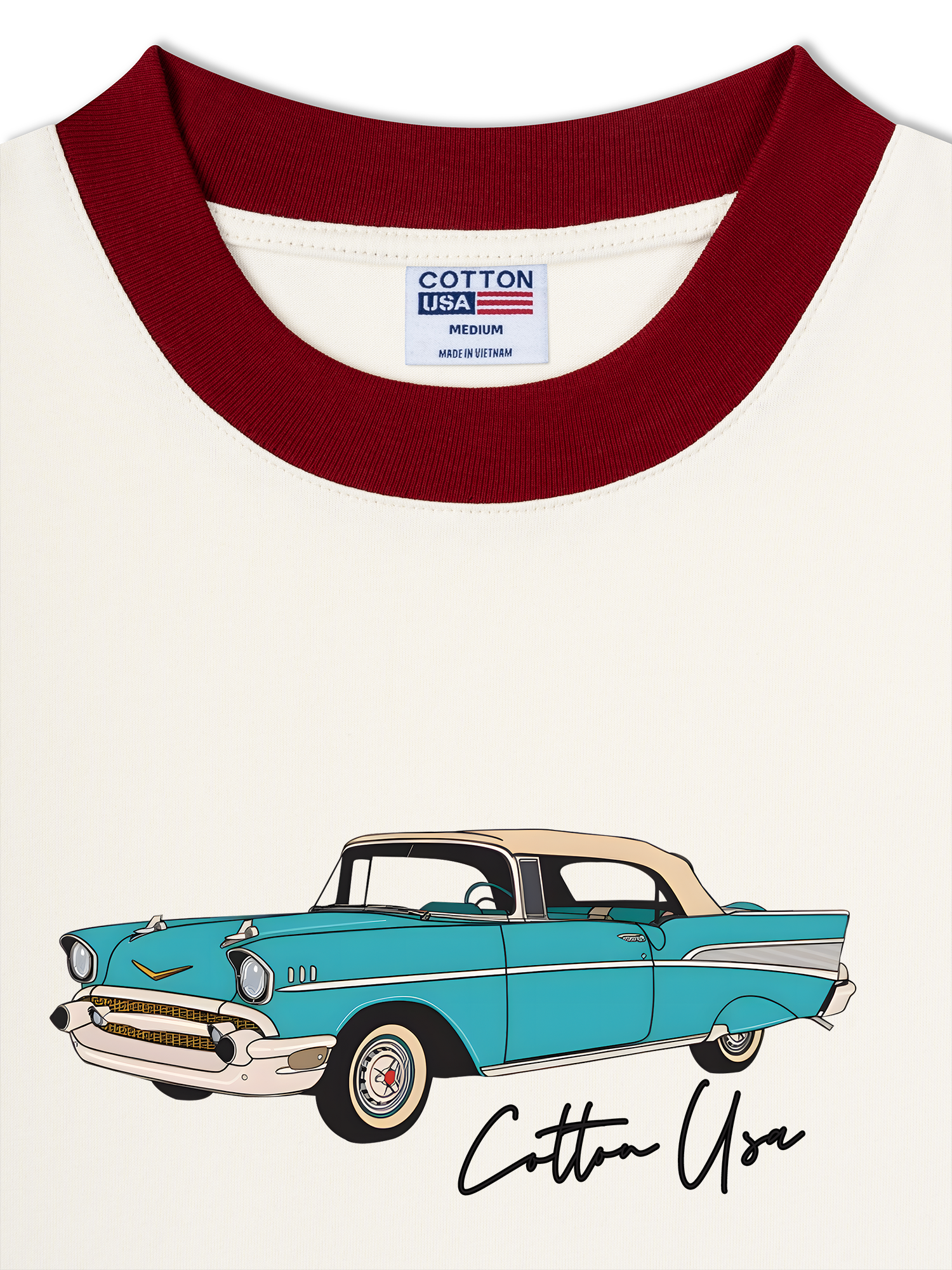 Áo Thun Ringer Relaxed Fit Classic Car Blue