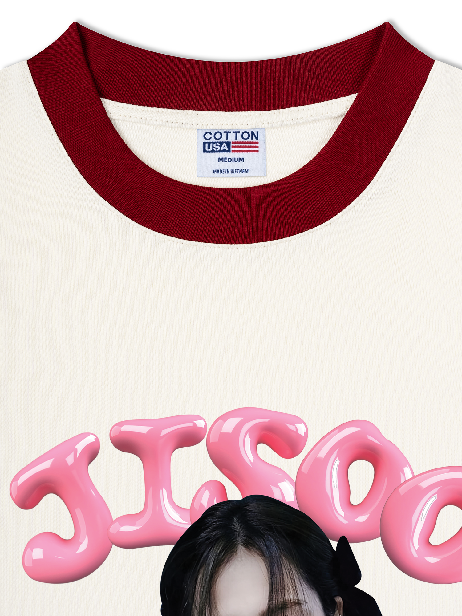 Áo Thun Ringer Relaxed Fit Black Pink Jisoo