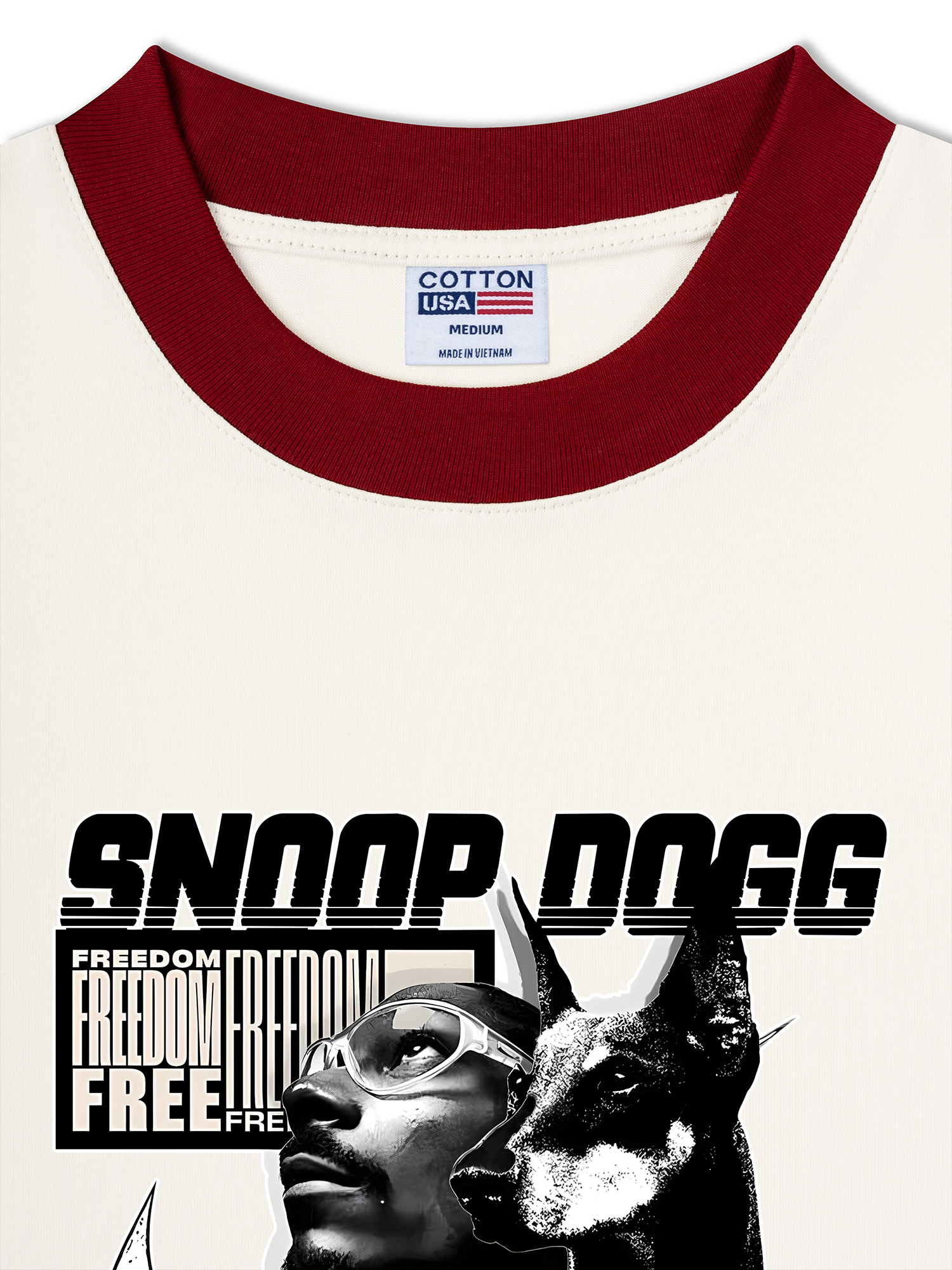 Áo Thun Ringer Relaxed Fit Rapper Black And White Snoop Dog