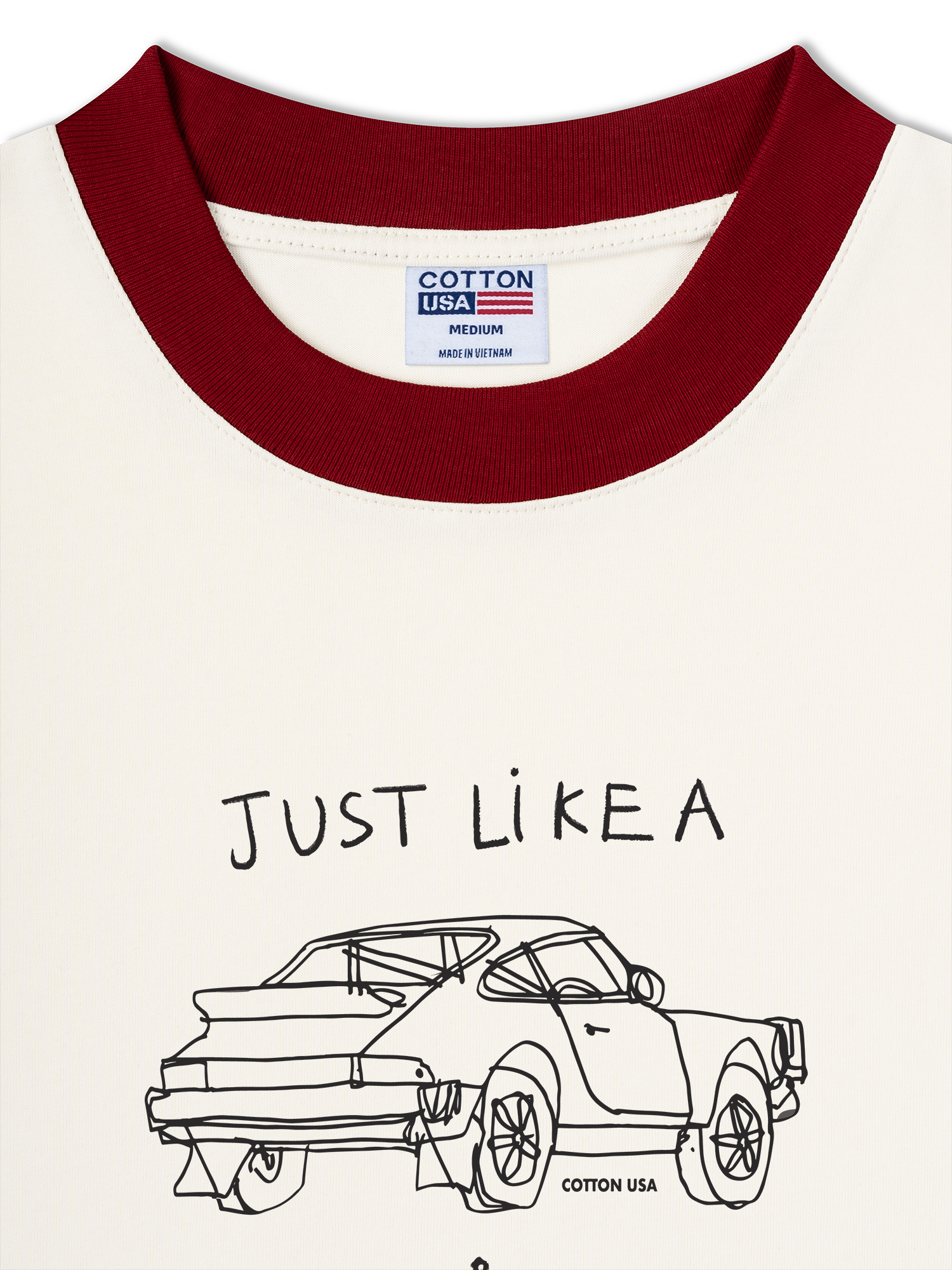 Áo Thun Ringer Relaxed Fit Classic Car Black And White