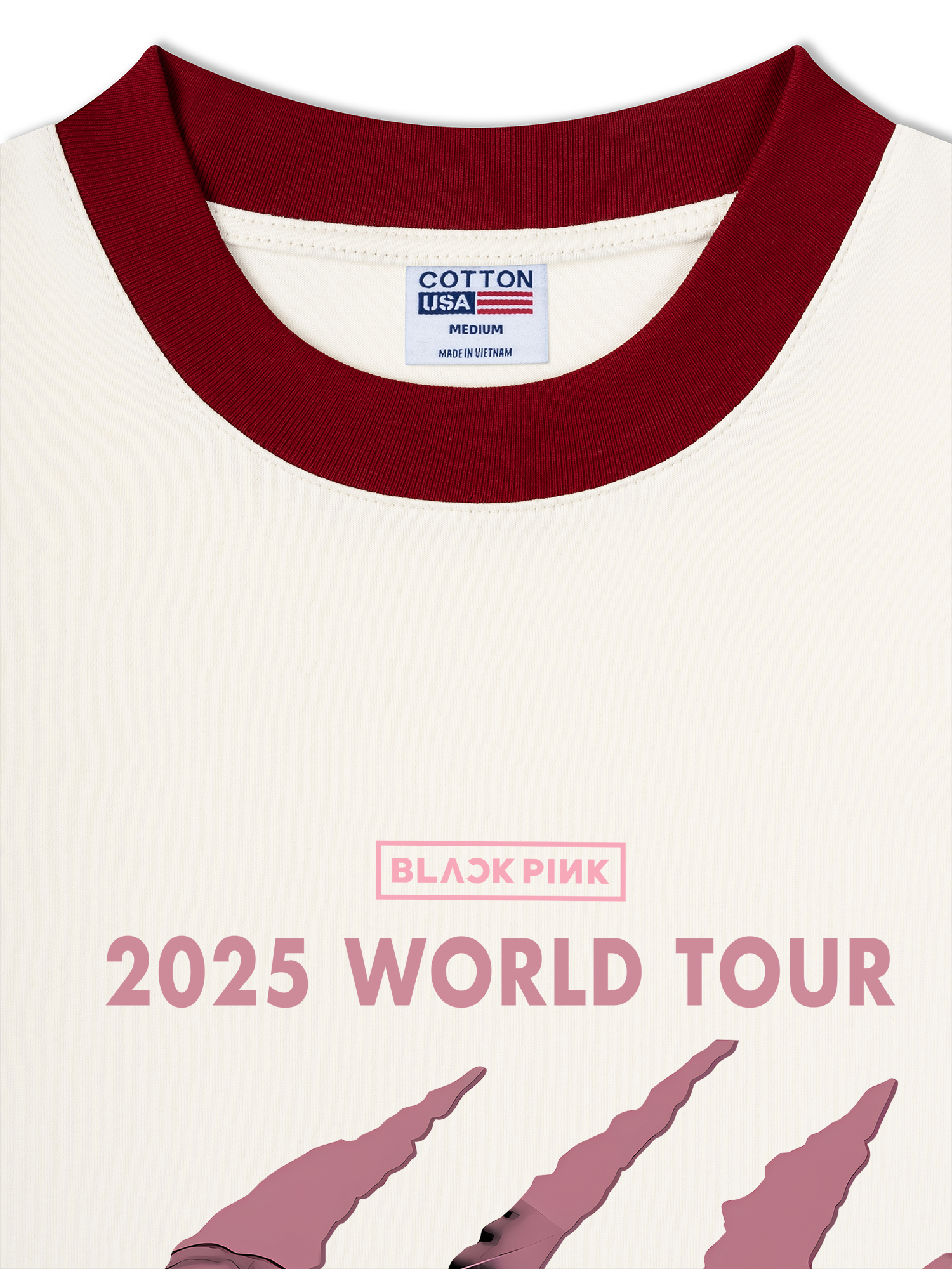 Áo Thun Ringer Relaxed Fit Black Pink 2025 World Tour