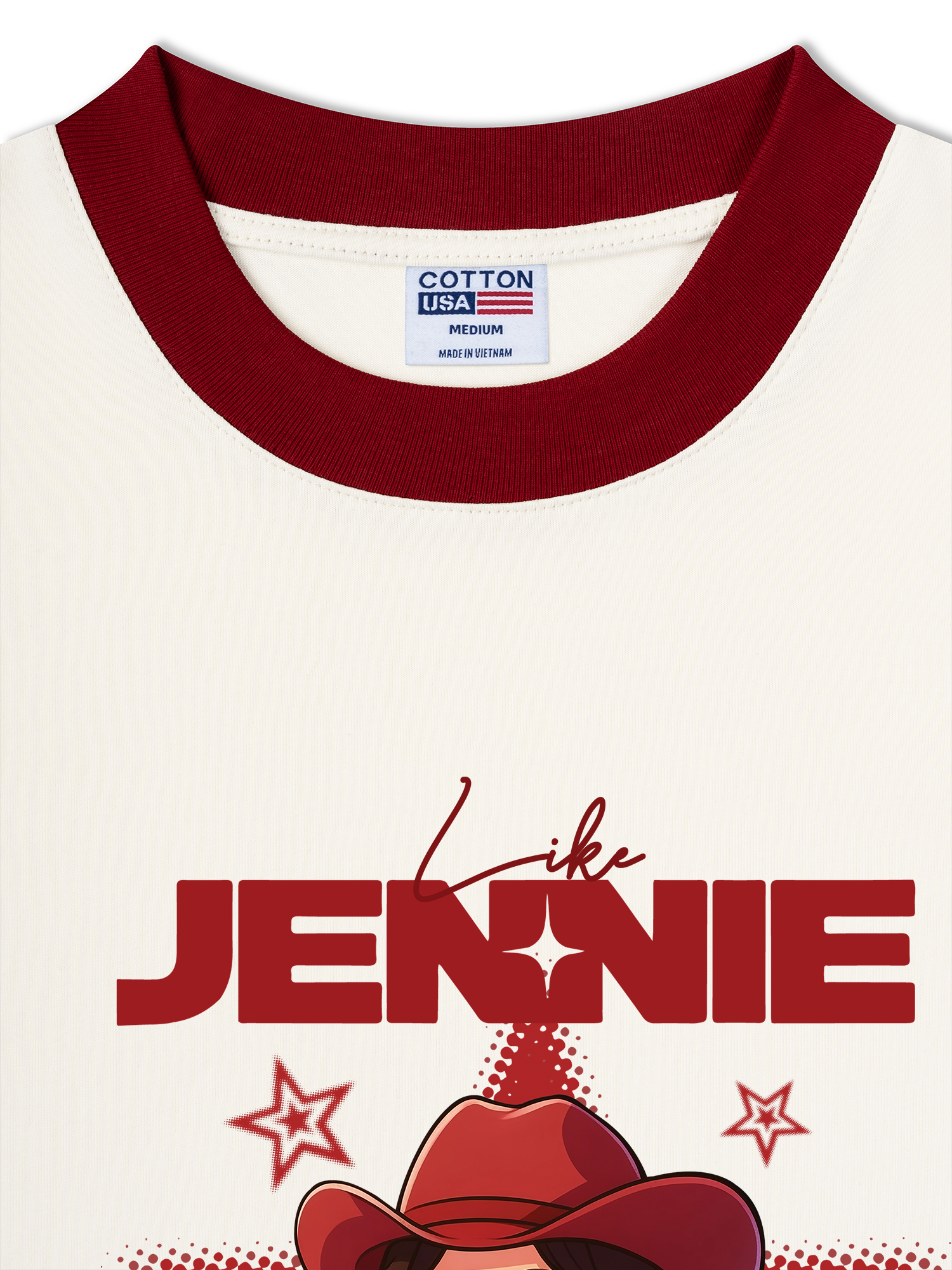 Áo Thun Ringer Relaxed Fit Black Pink Like Jenie