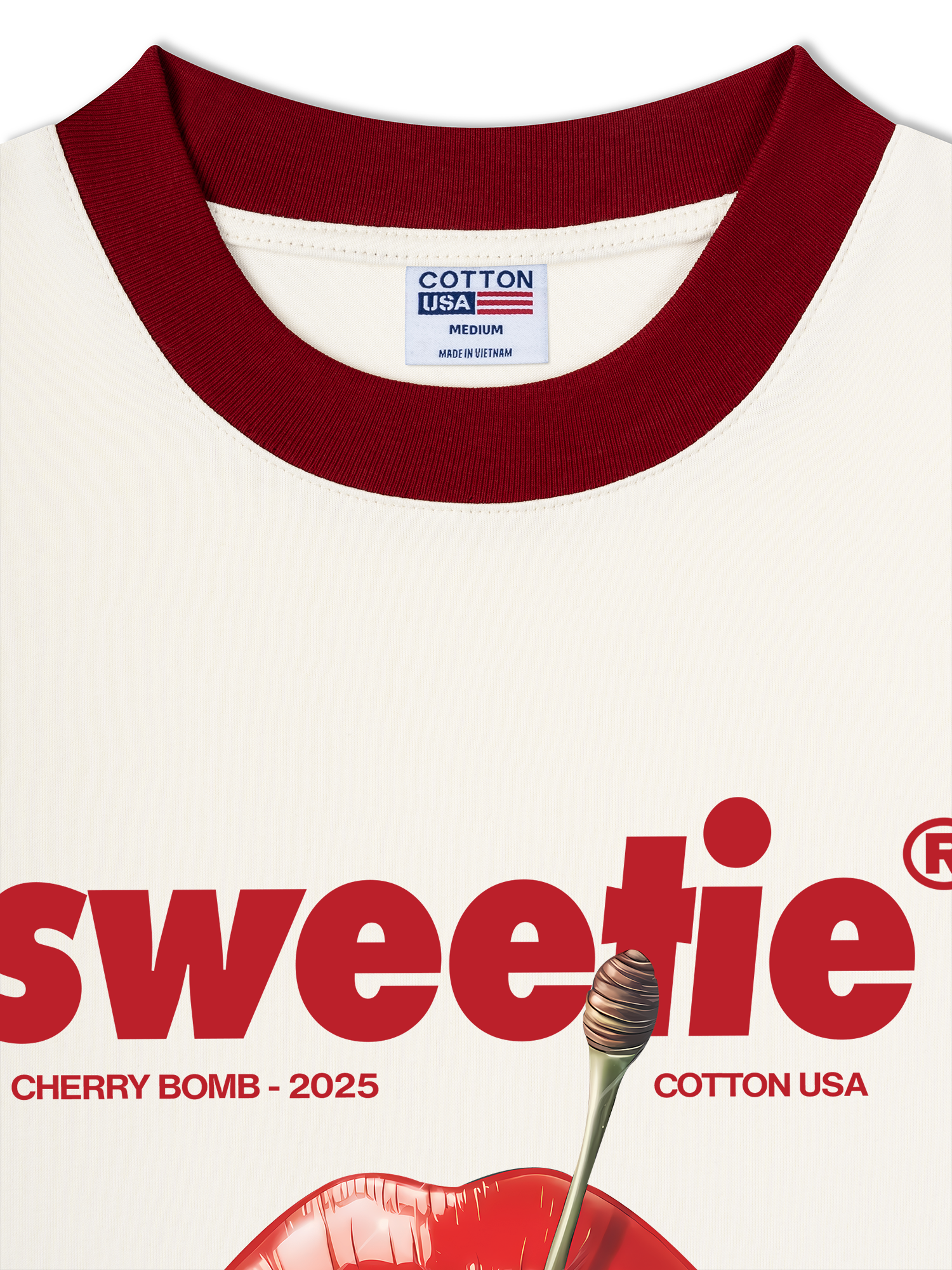 Áo Thun Ringer Relaxed Fit Cherry Sweetie Lip