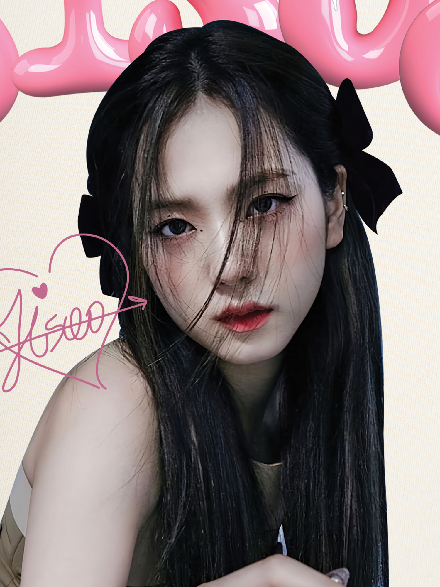 Áo Thun Ringer Relaxed Fit Black Pink Jisoo