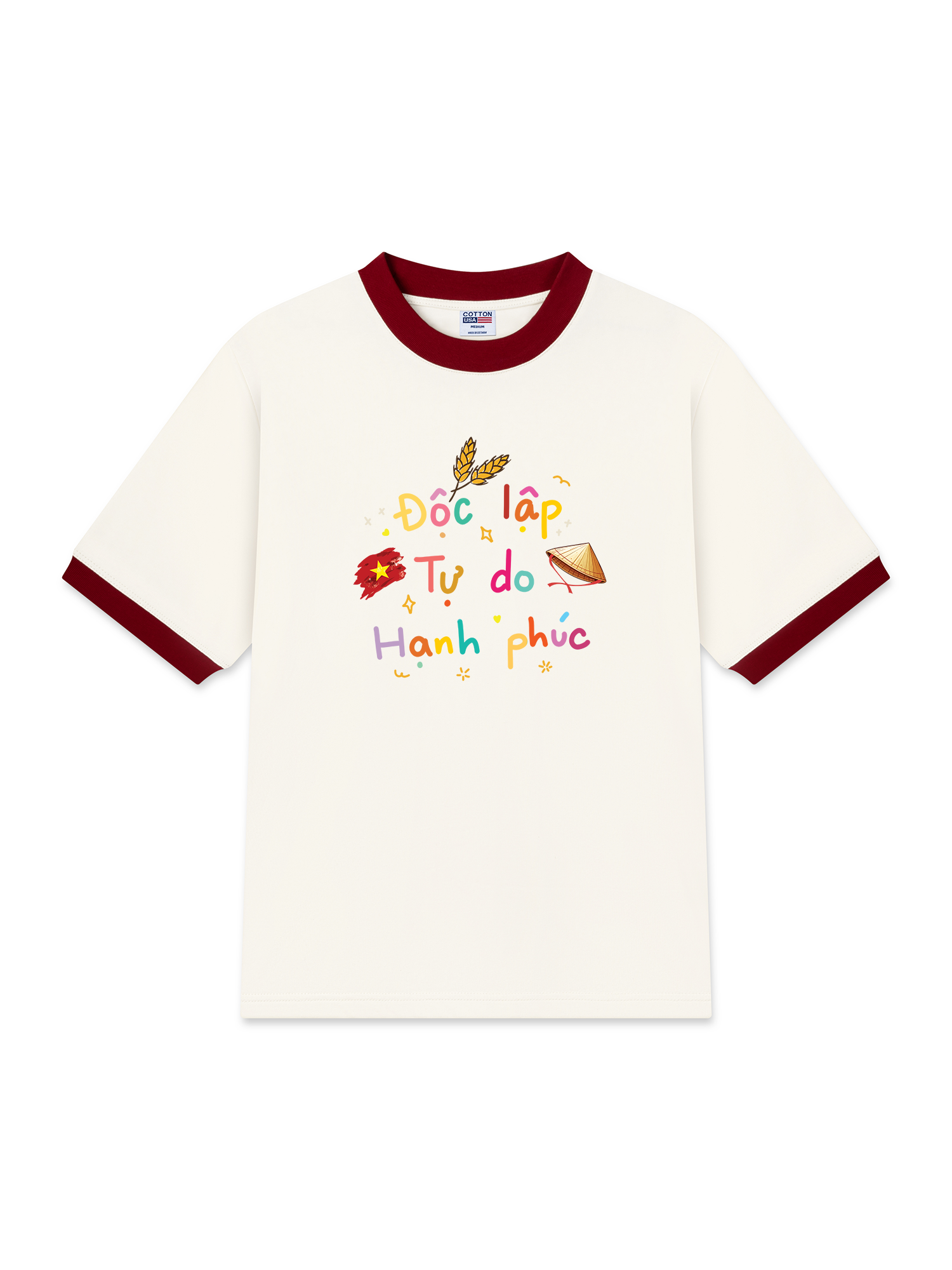 Áo Thun Ringer Relaxed Fit Độc Lập - Tự Do - Hạnh Phúc