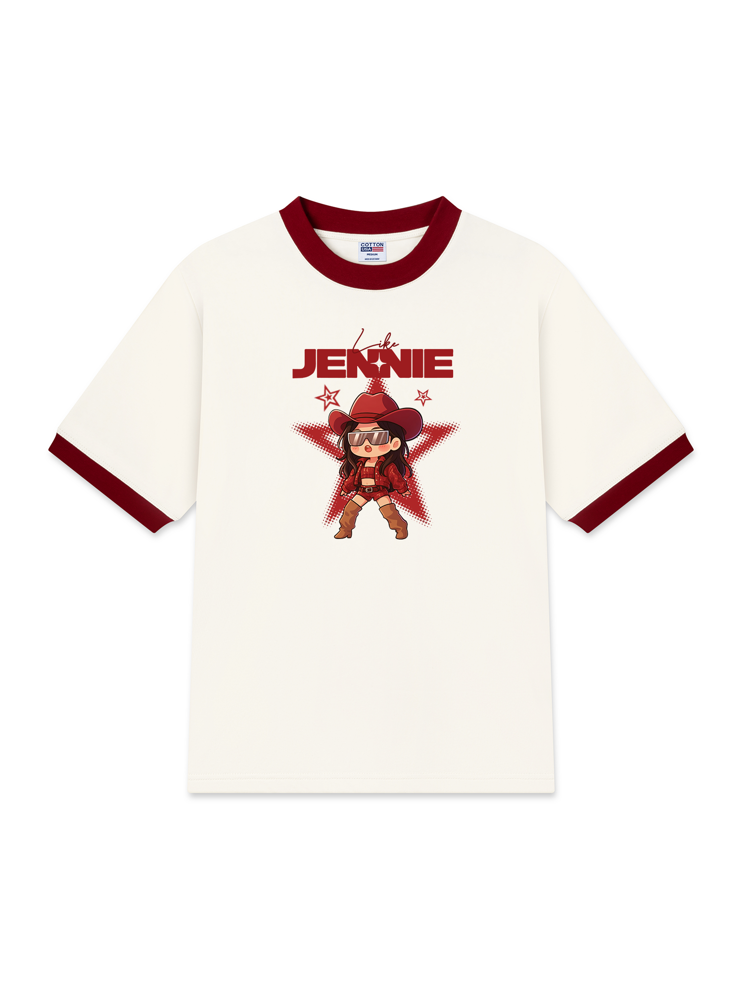 Áo Thun Ringer Relaxed Fit Black Pink Like Jenie