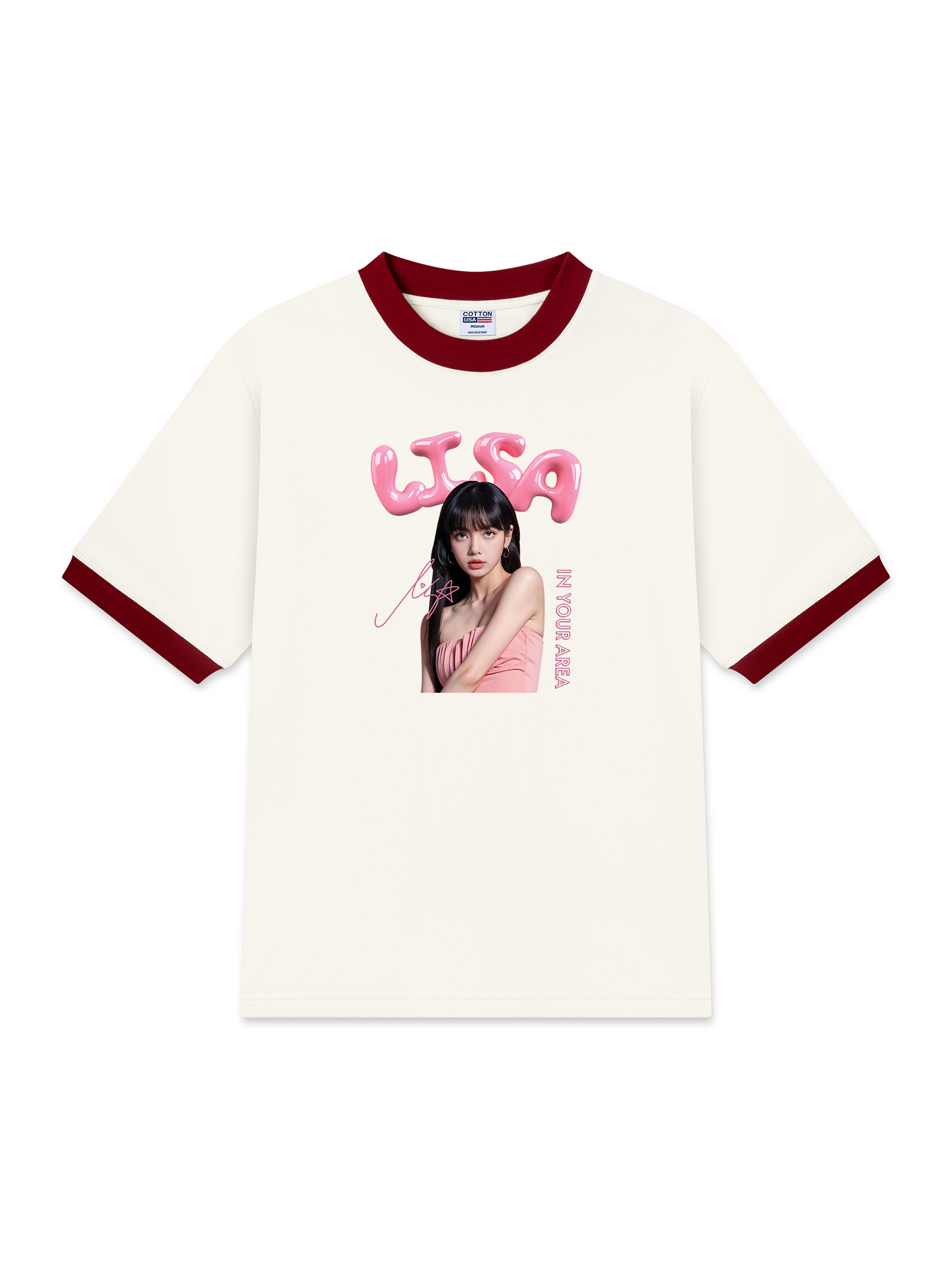 Áo Thun Ringer Relaxed Fit Black Pink Lisa