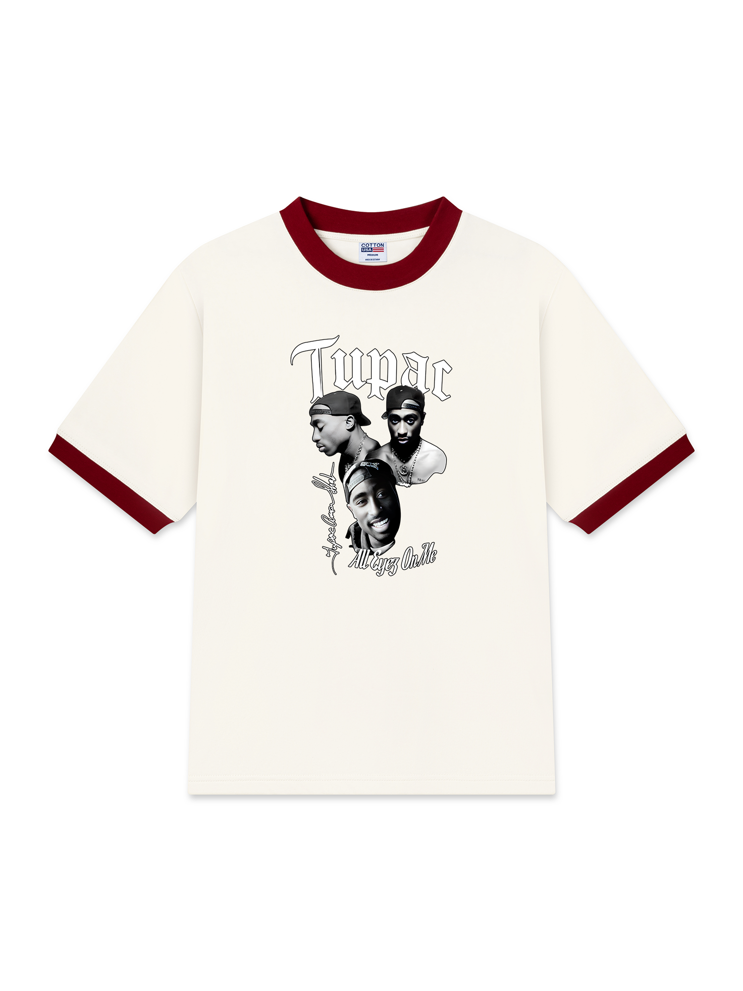 Áo Thun Ringer Relaxed Fit Rapper Tuppac All Eyes OIn Me