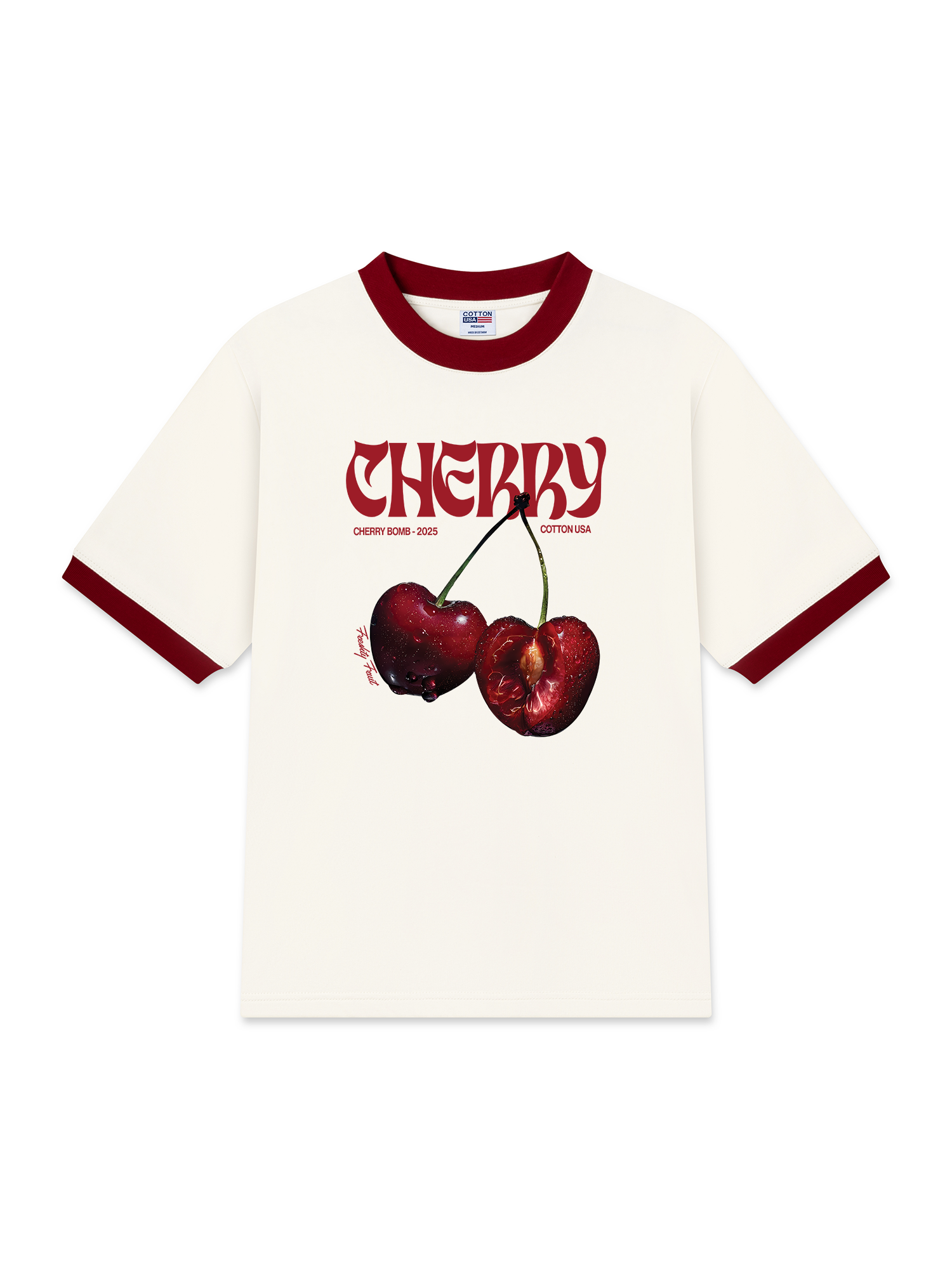 Áo Thun Ringer Relaxed Fit Cherry Freshty Fruit