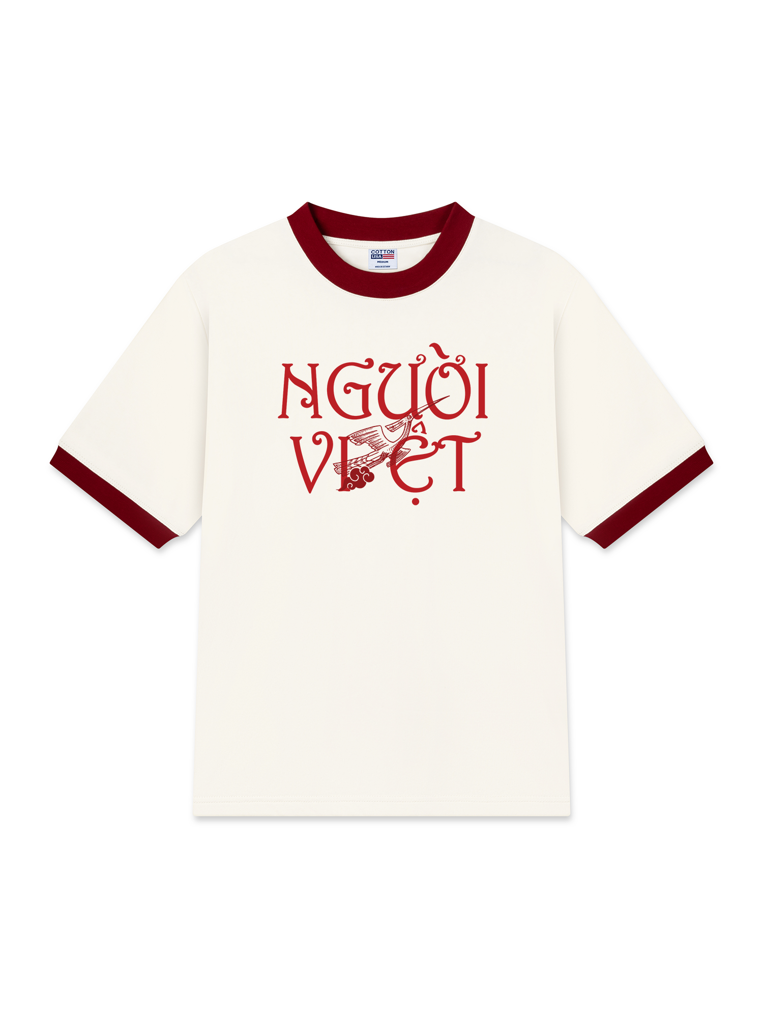 Áo Thun Ringer Relaxed Fit Người Việt - Máu Đỏ Da Vàng