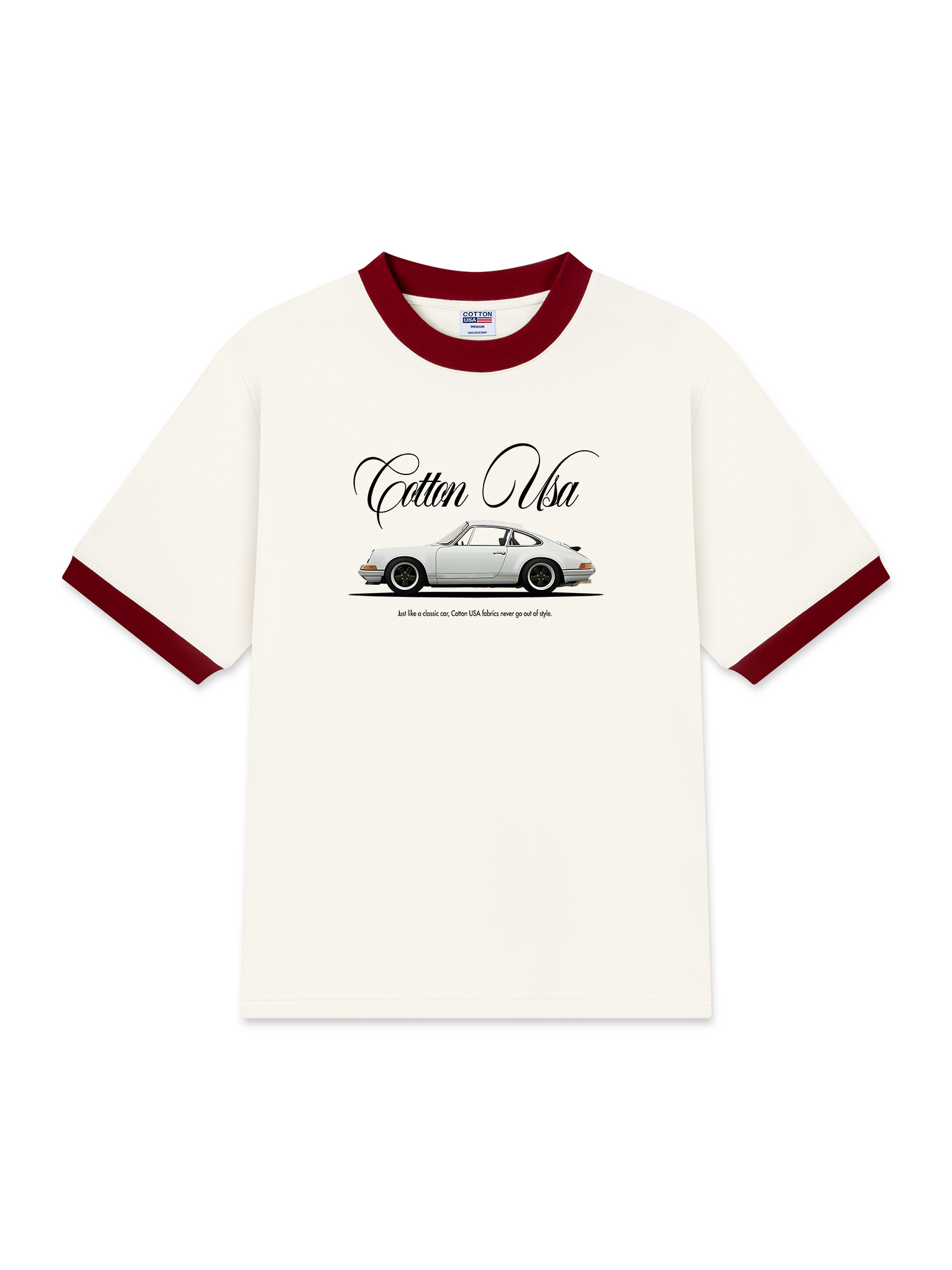 Áo Thun Ringer Relaxed Fit Classic Car White