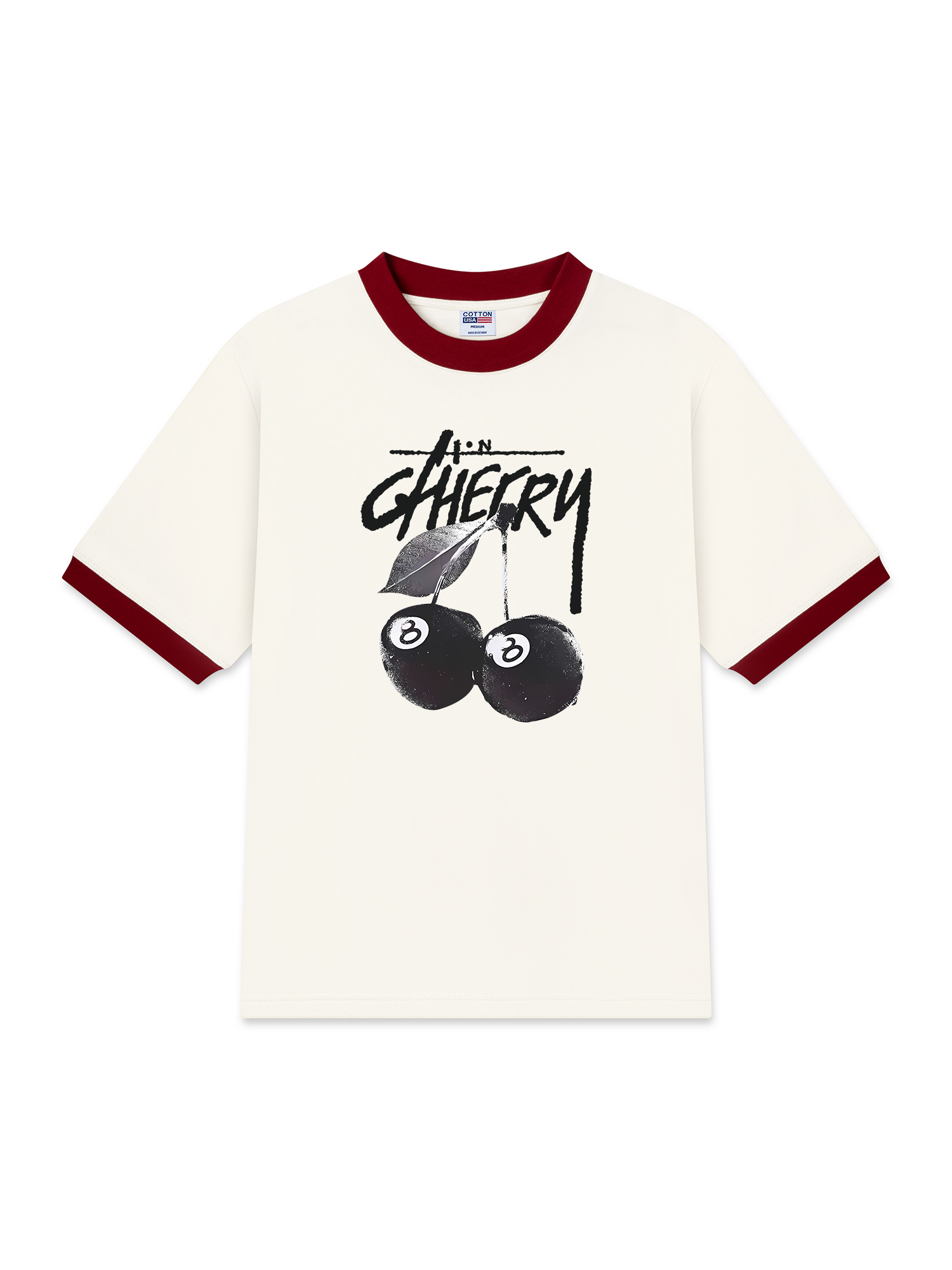 Áo Thun Ringer Relaxed Fit Cherry Black