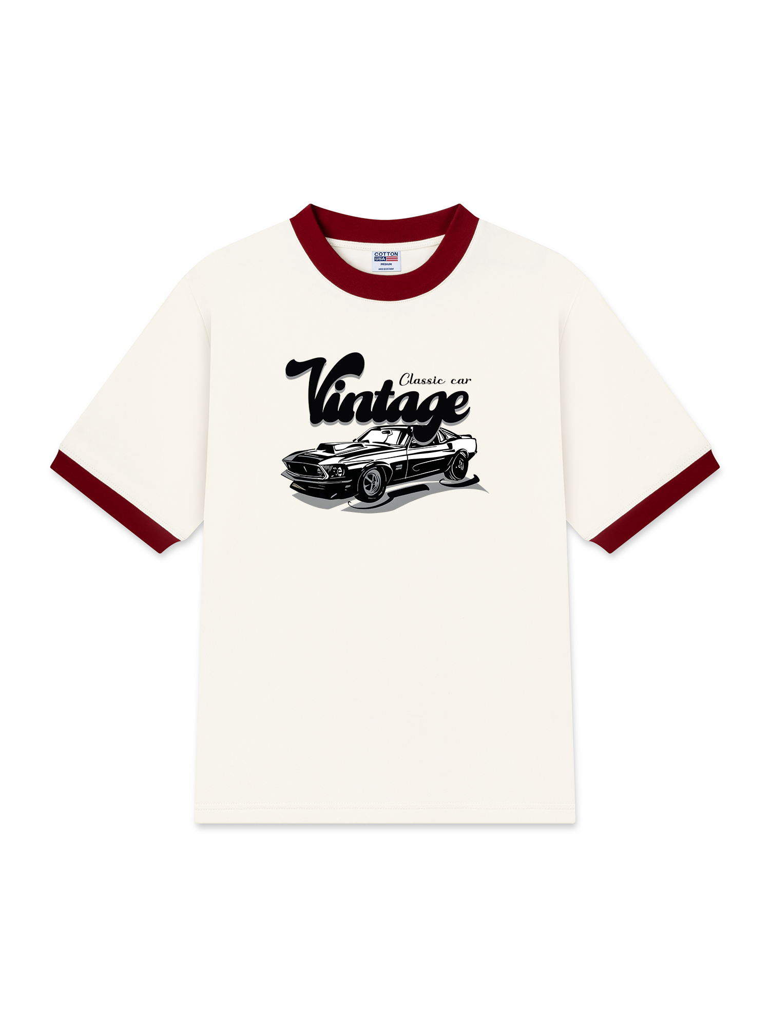 Áo Thun Ringer Relaxed Fit Classic Car Vintage