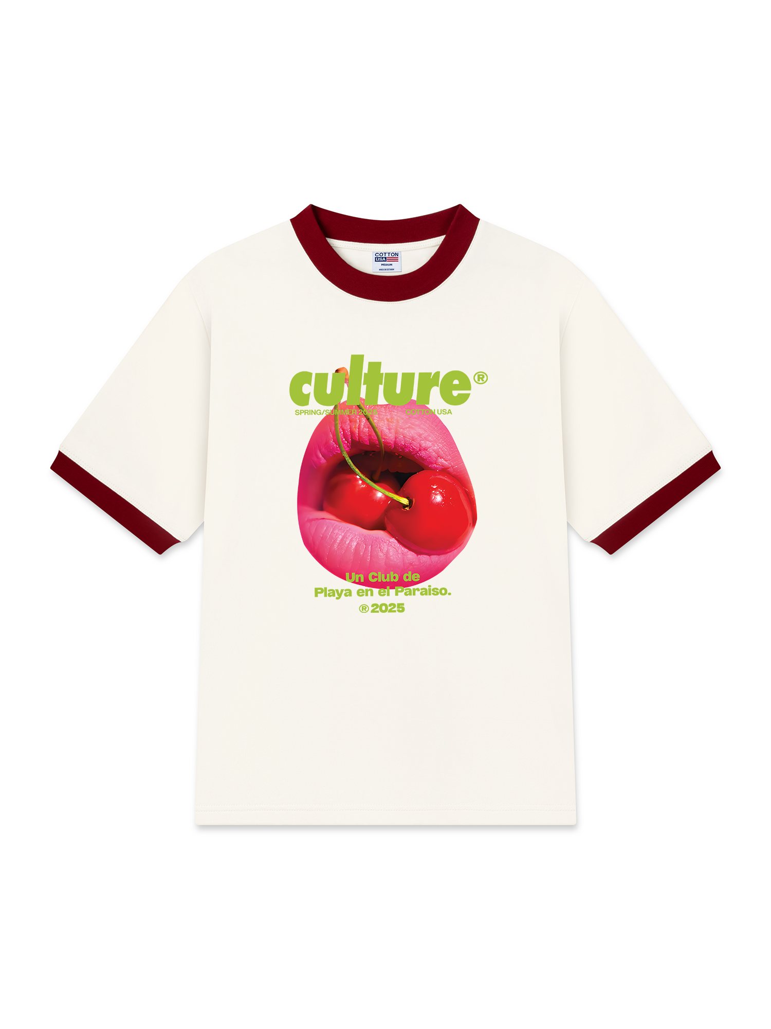 Áo Thun Ringer Relaxed Fit Tropical Culture Cherry Lip