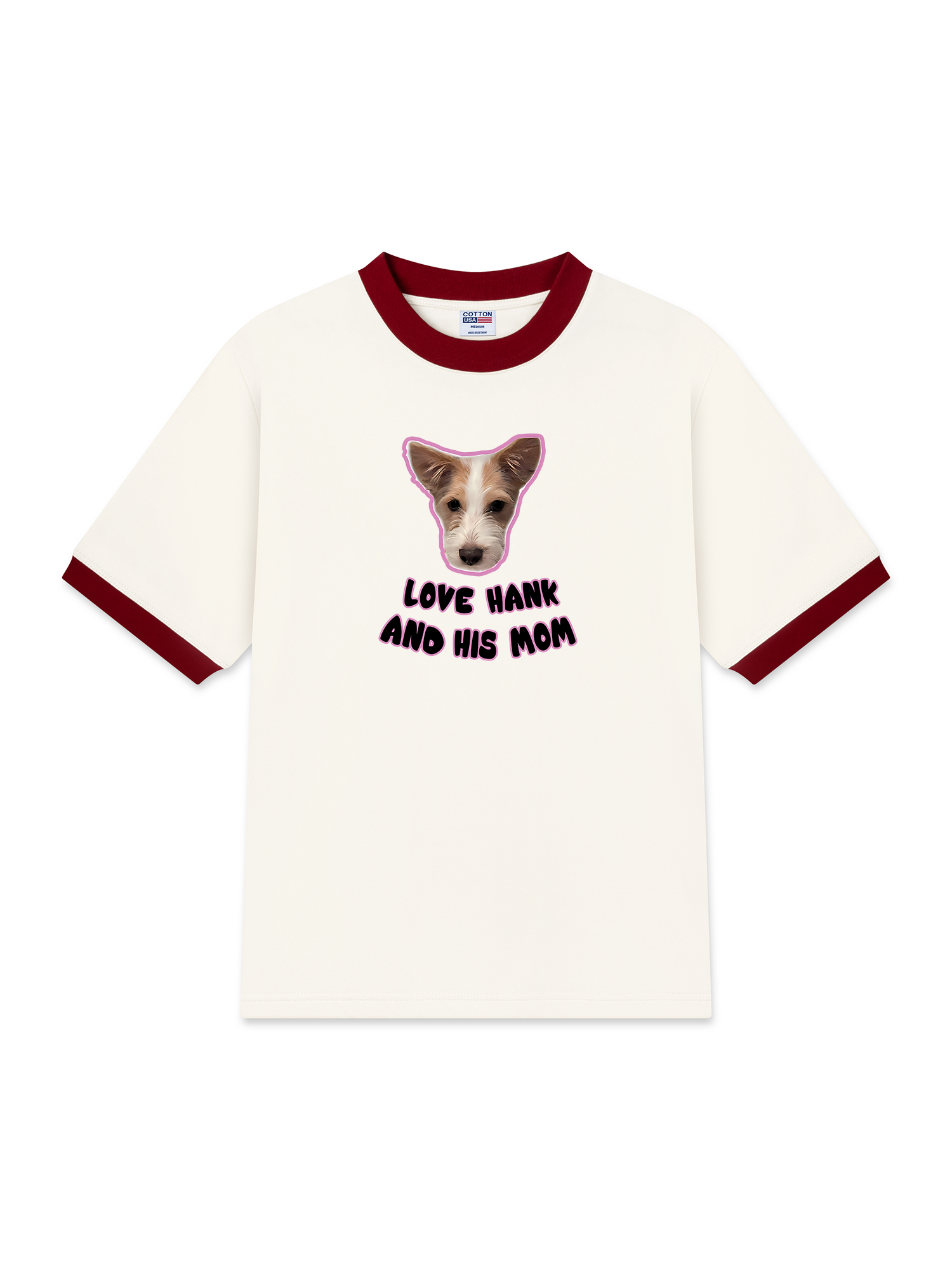 Áo Thun Ringer Relaxed Fit Black Pink Love Hank