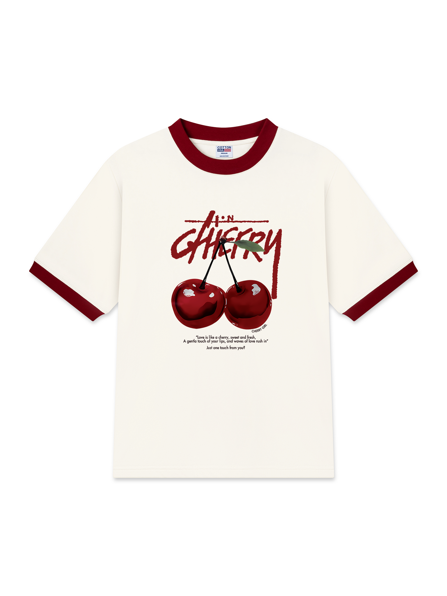 Áo Thun Ringer Relaxed Fit Cherry X Cotton USA