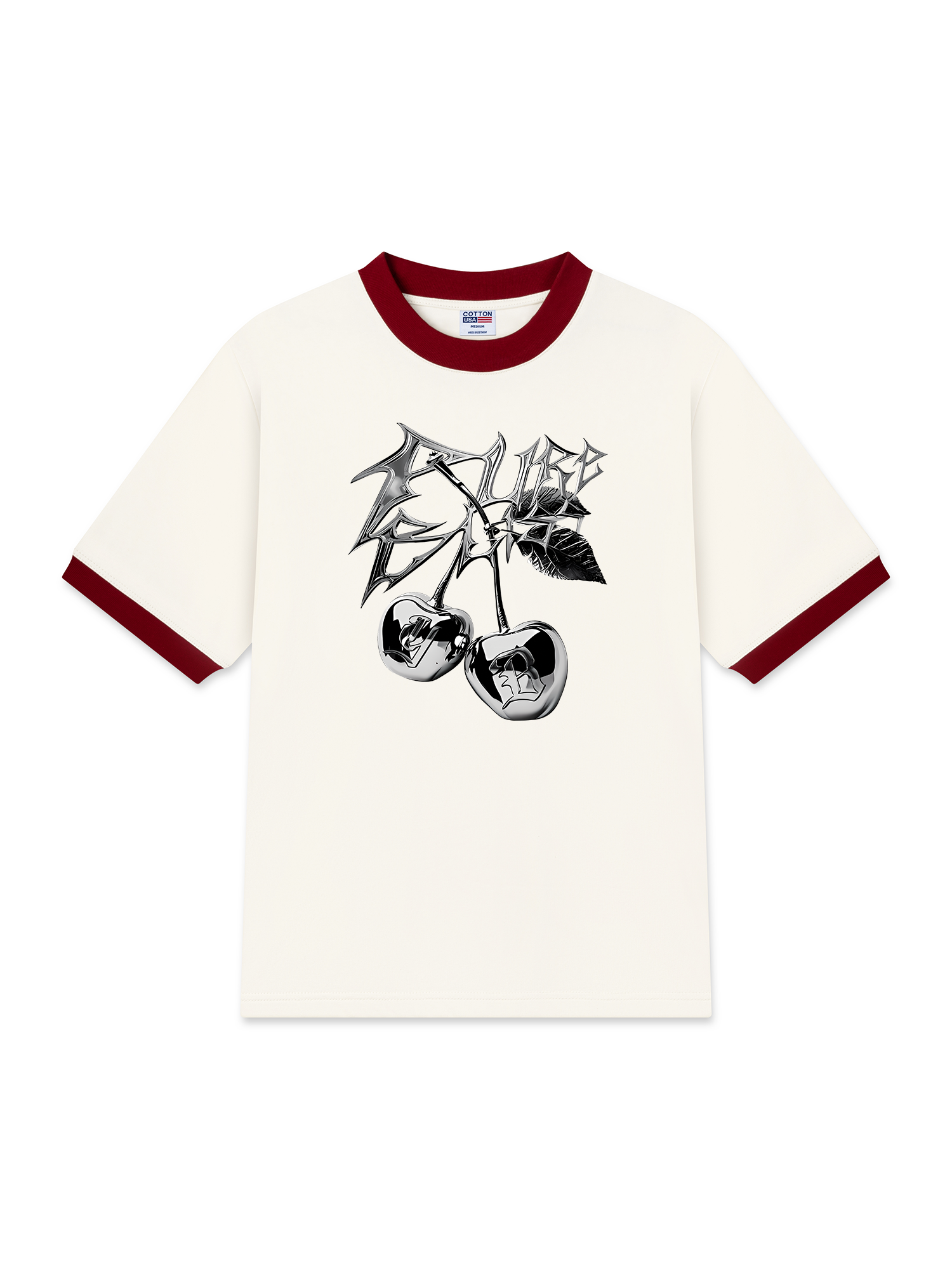 Áo Thun Ringer Relaxed Fit Cherry Silver