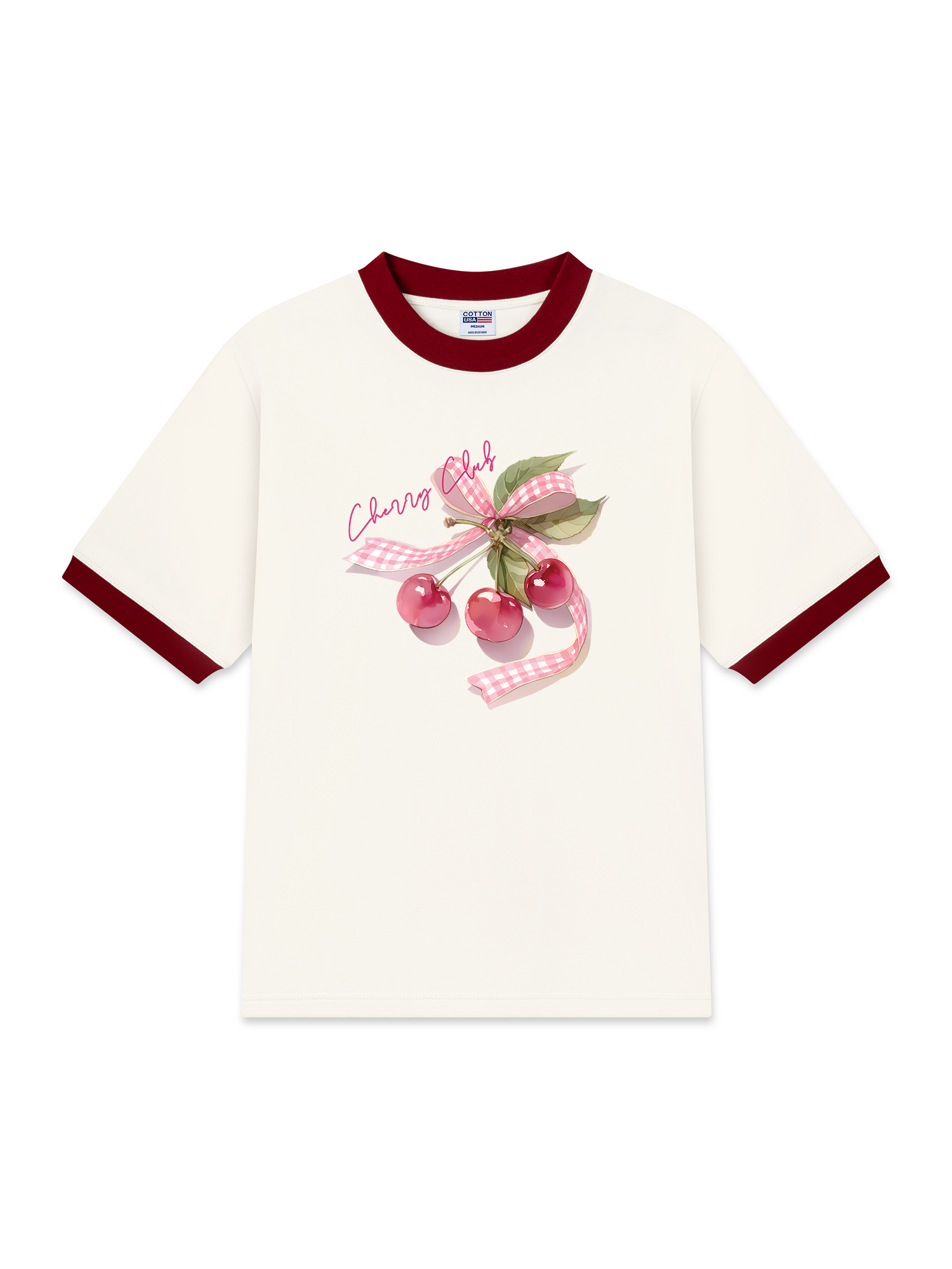 Áo Thun Ringer Relaxed Fit Cherry Club Pink Plaid