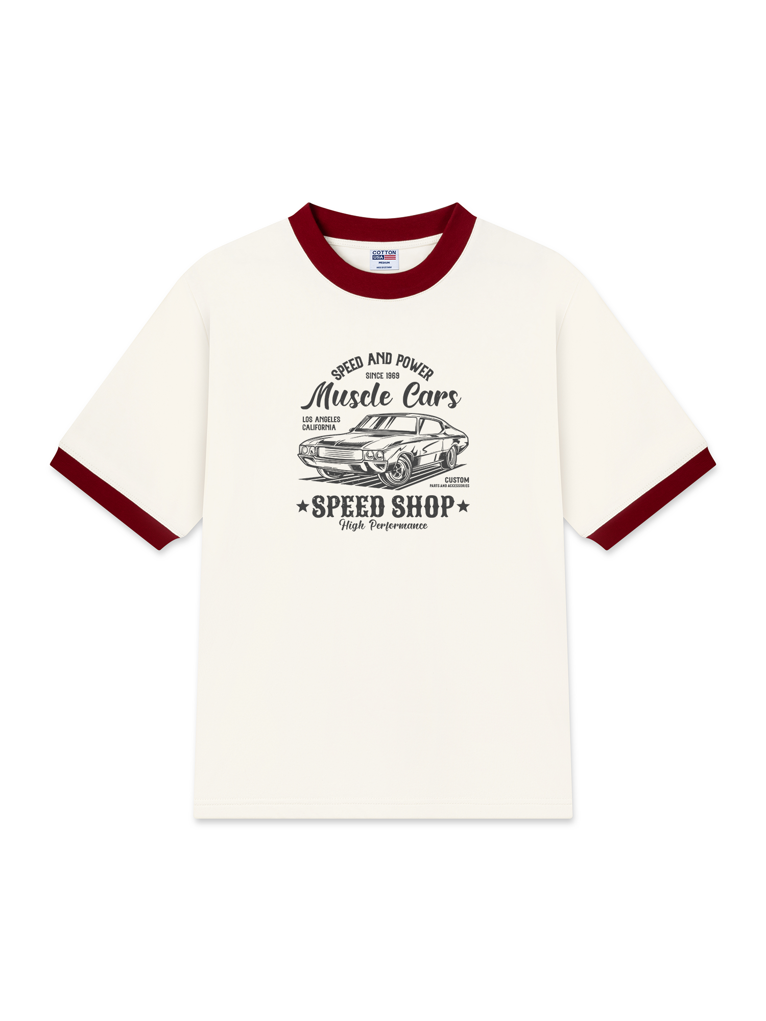 Áo Thun Ringer Relaxed Fit Speed And Power Muscle Cars