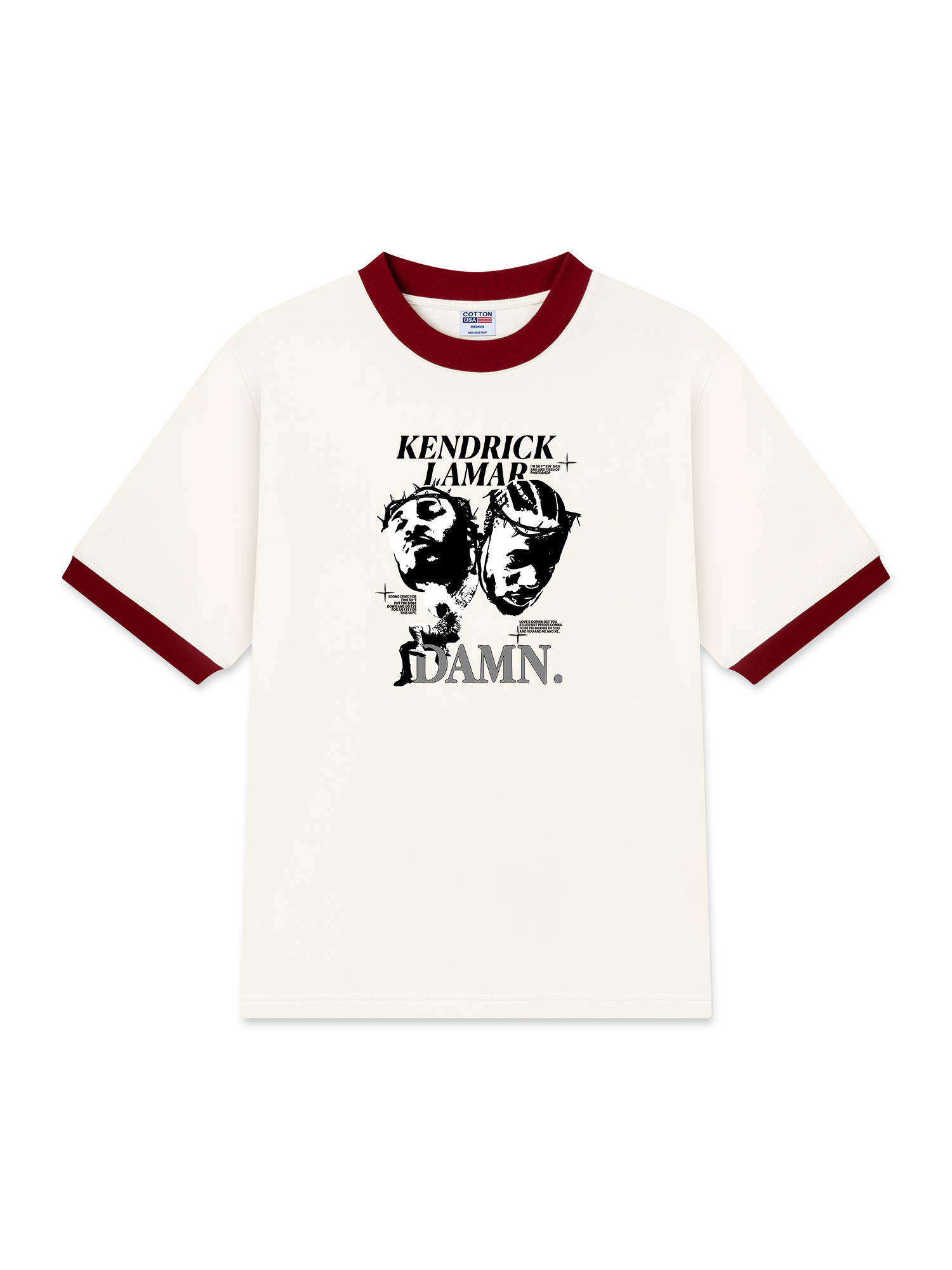 Áo Thun Ringer Relaxed Fit Rapper Kendrick Lamar Damn