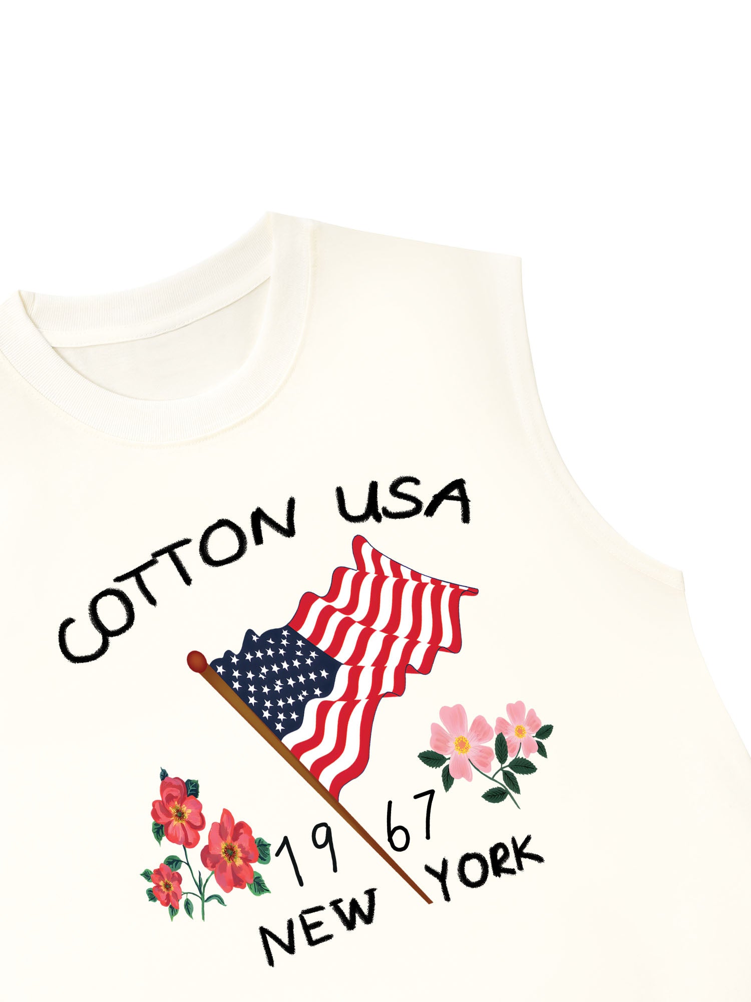 Áo Ba Lỗ Relaxed Fit USA Floral Cotton Usa
