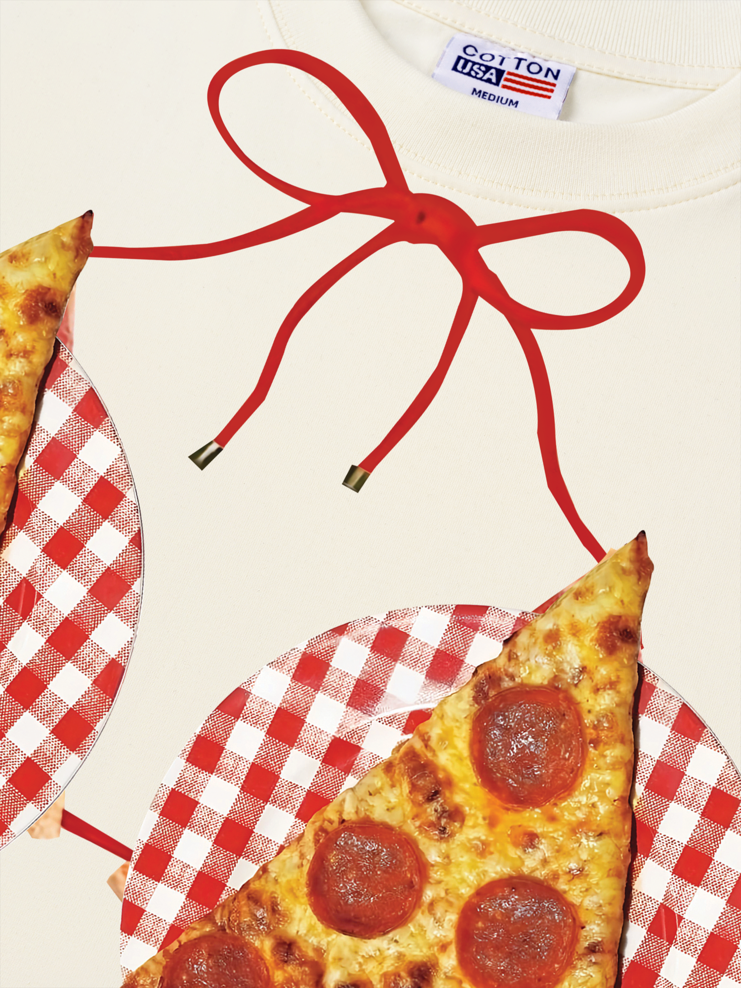 Áo Thun Relaxed Fit Yummy Mood Pizza Bikini