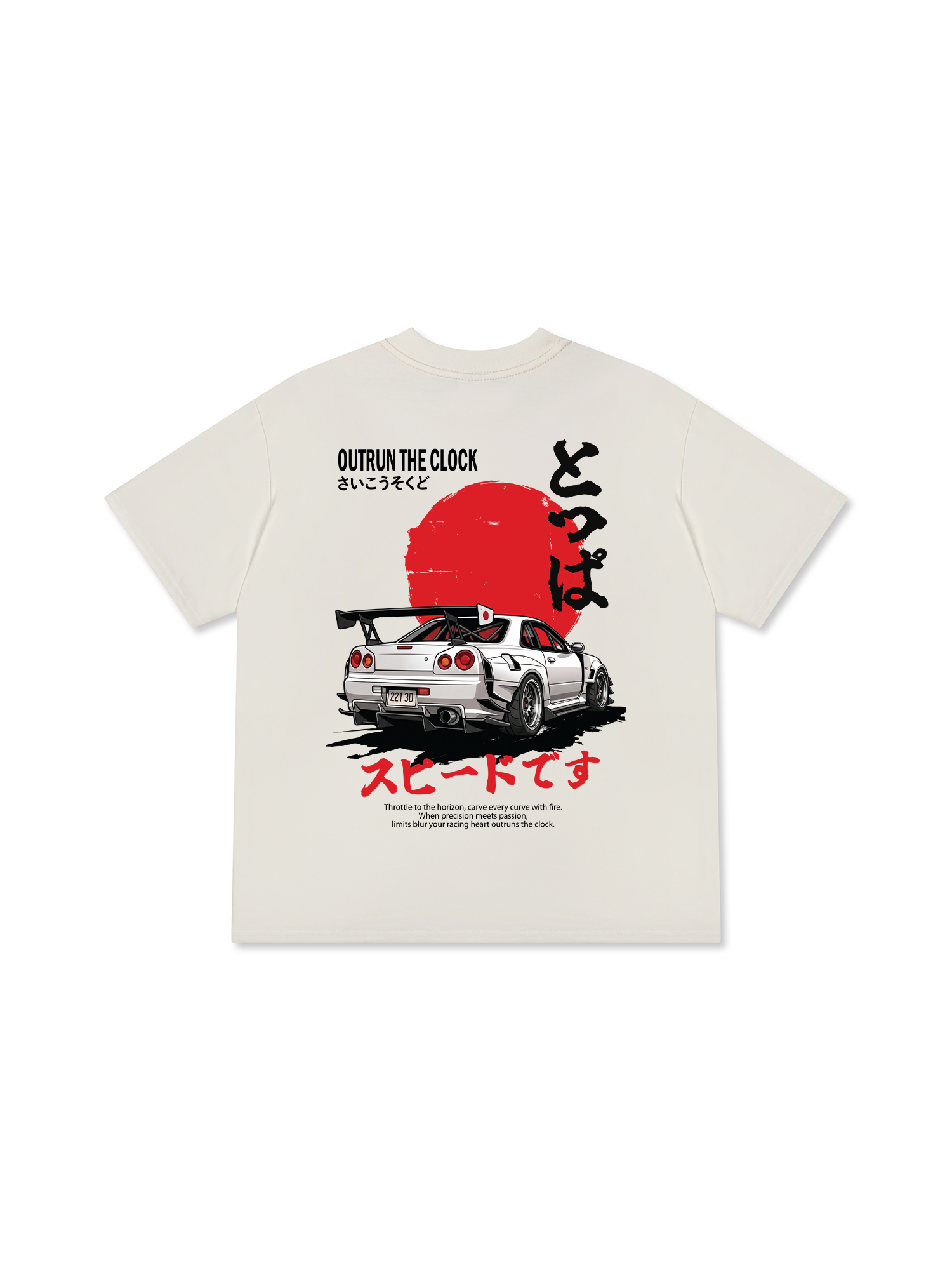 Áo Thun Relaxed Fit JDM Car Outrun The Clock